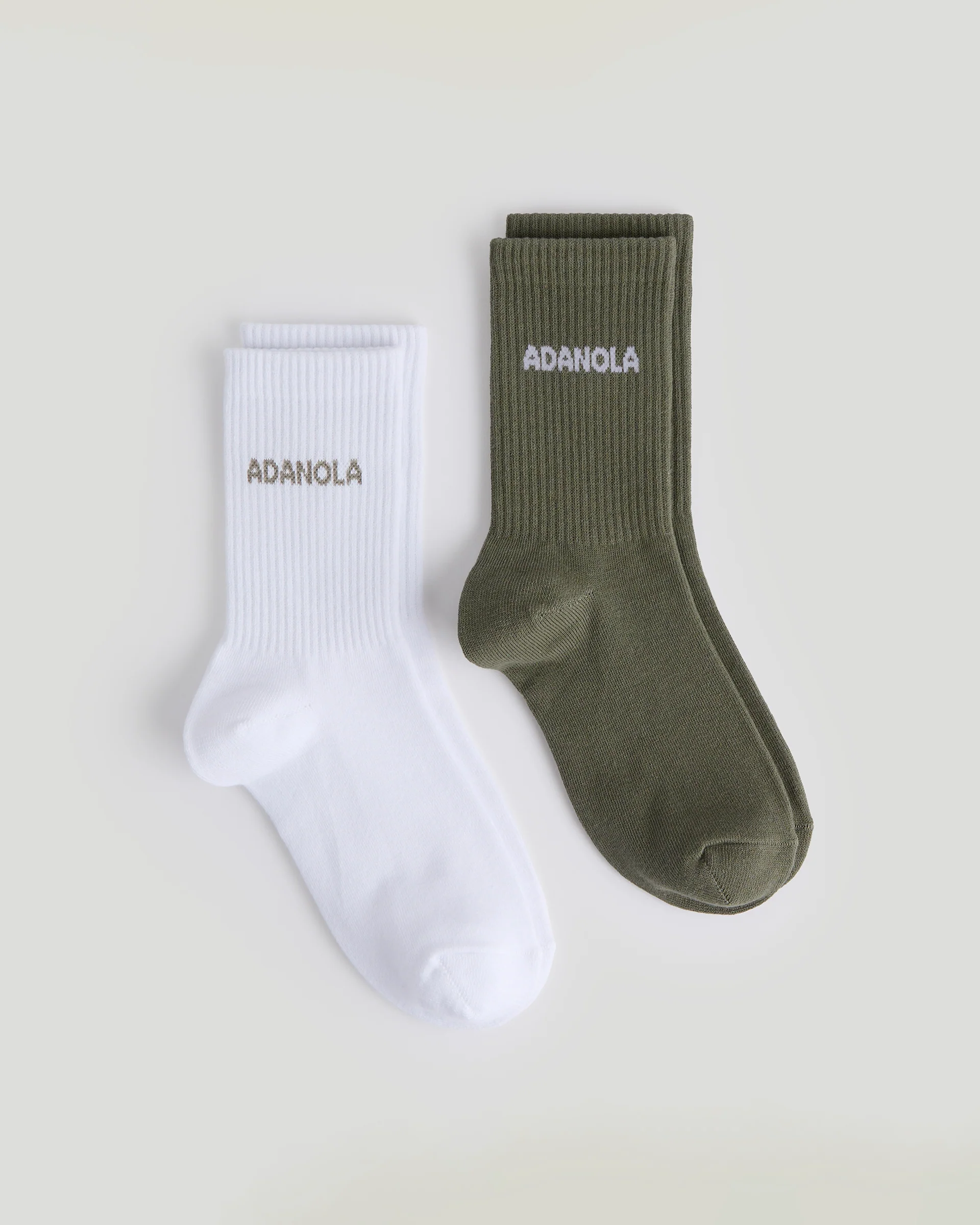 2 Pack Socks - Olive Green/White - Image 2