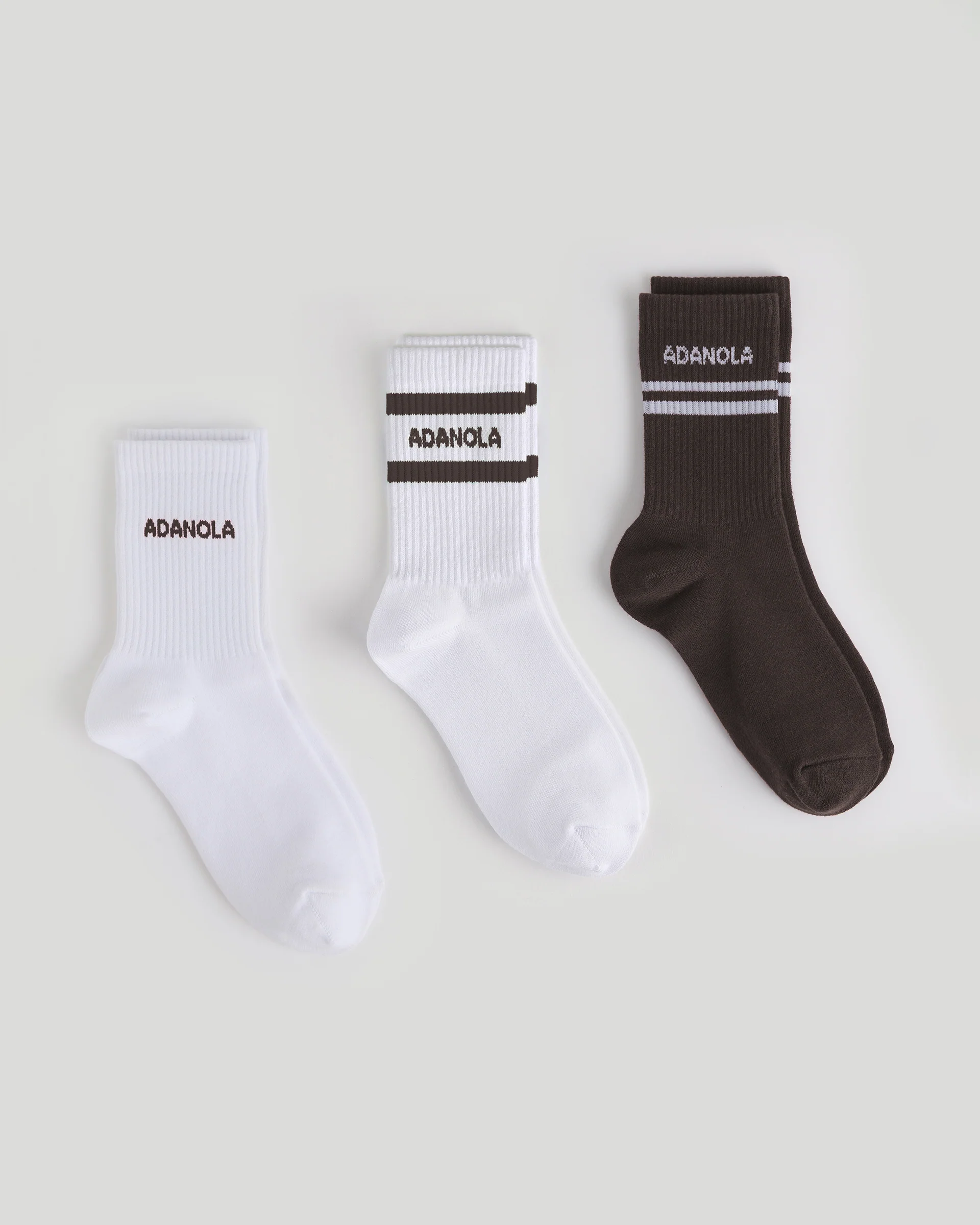 3 Pack Multi Branding Socks - White/Coffee Bean - Image 2