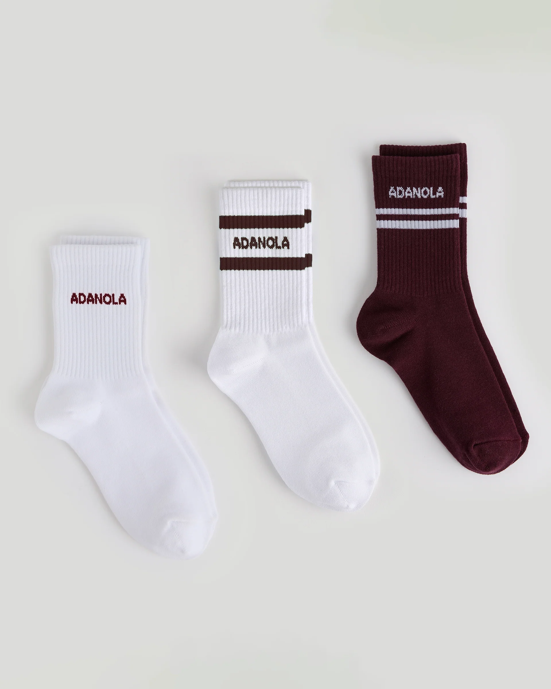 3 Pack Multi Branding Socks - White/Dark Cherry - Image 2
