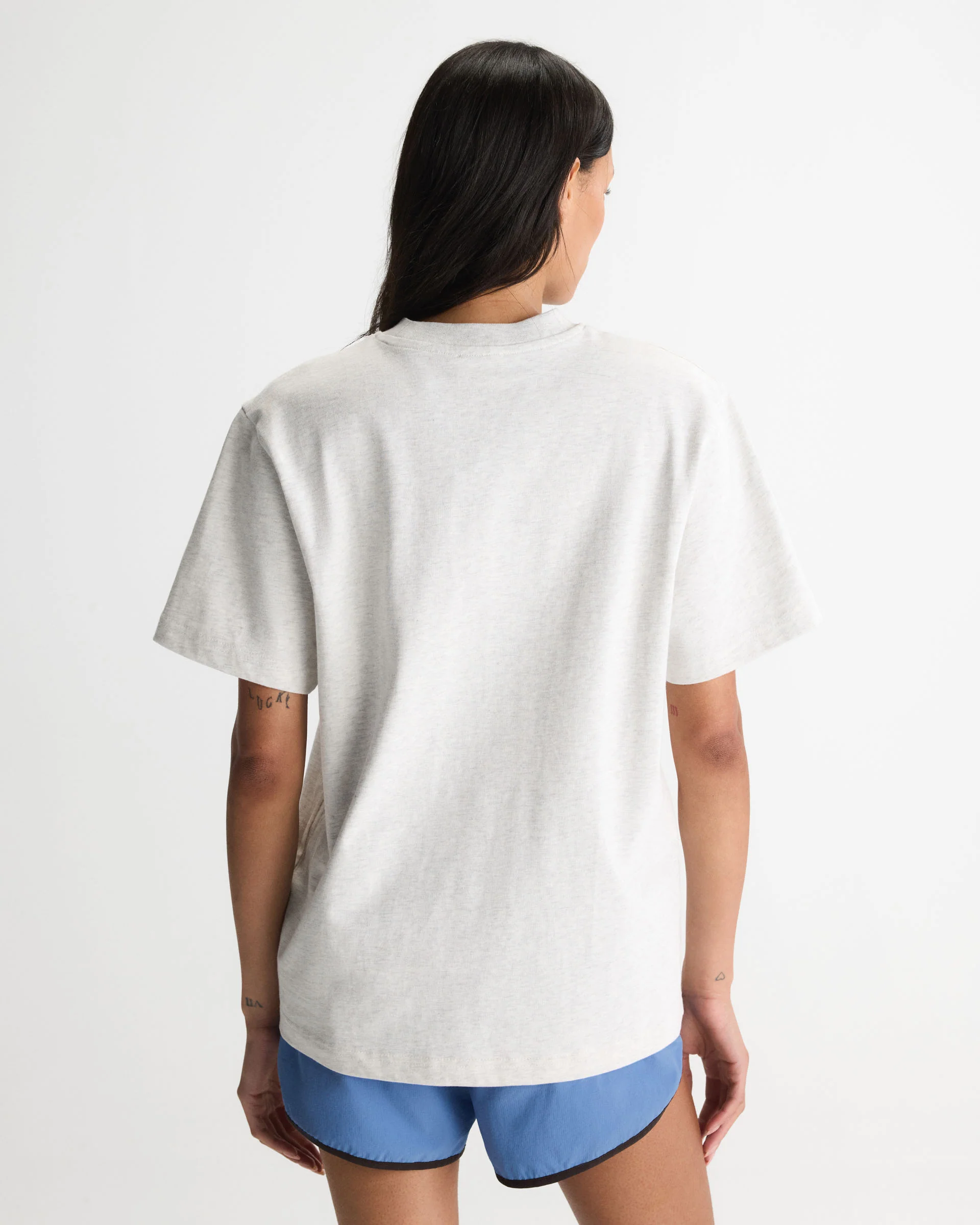 ADA Short Sleeve Oversized T-shirt - Light Grey Melange/Blossom Blue - Image 2
