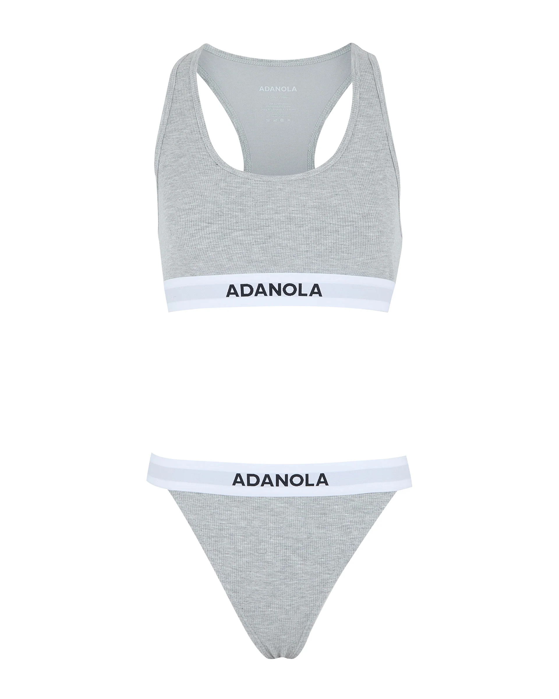 Branded Ribbed Thong - Grey Melange - Image 5