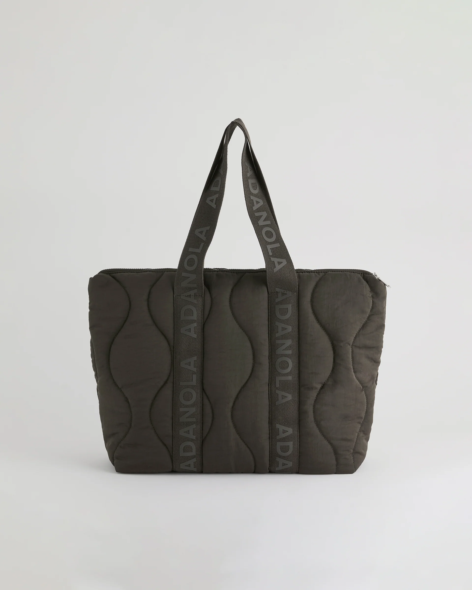 Branded Strap Quilted Nylon Bag - Coffee Bean - Image 2