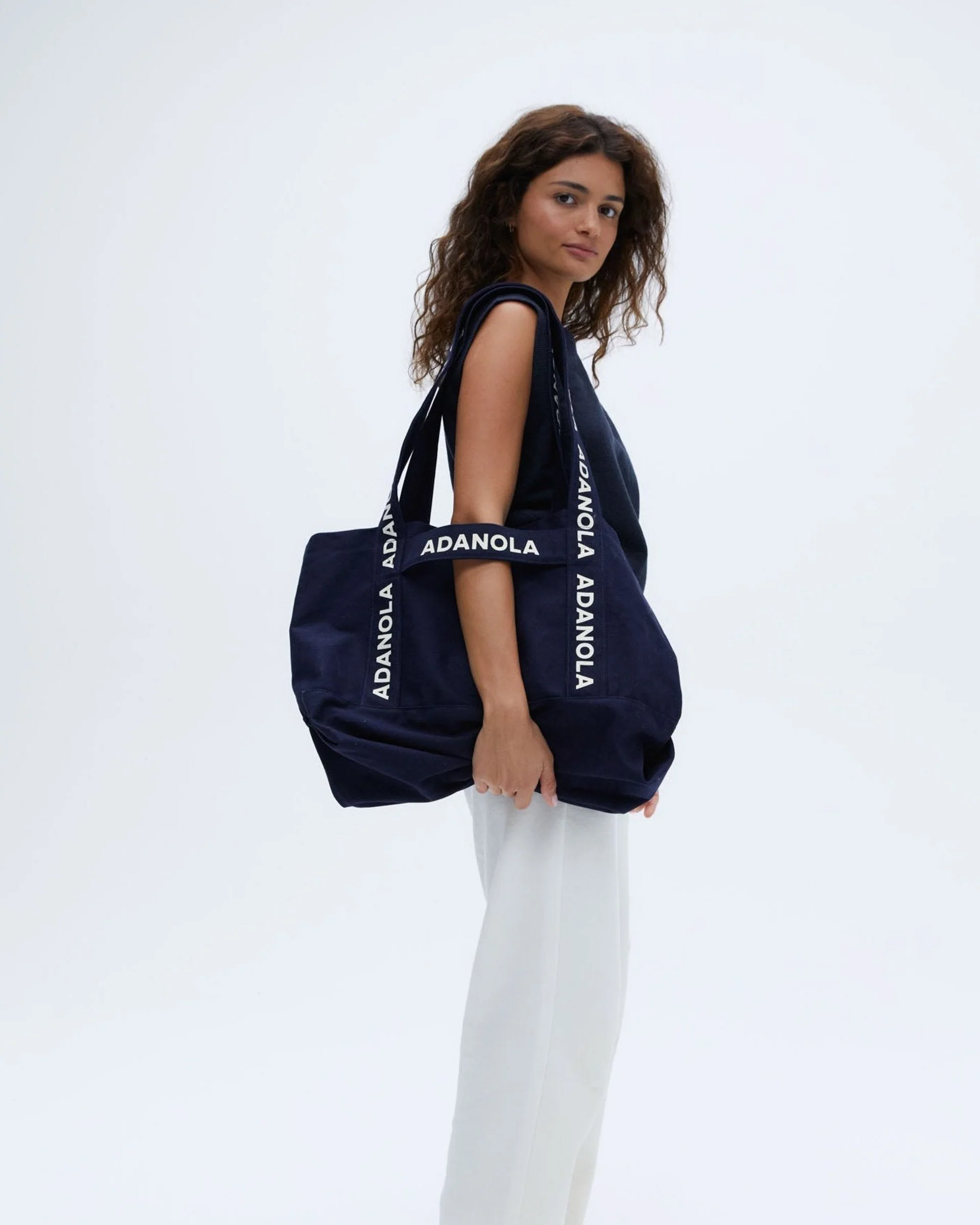 Branded Strap Tote Bag - Navy Blue - Image 3