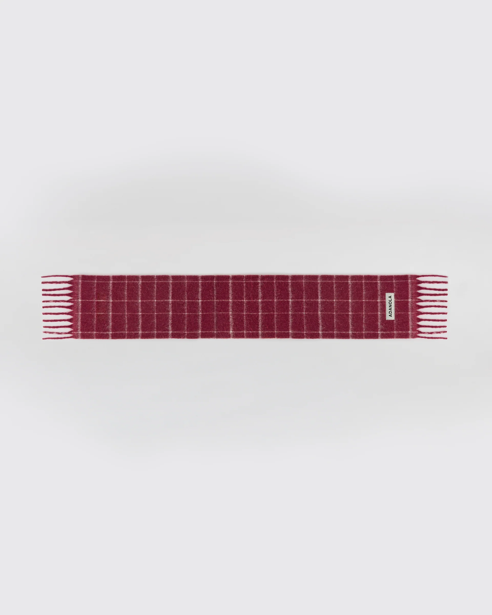 Brushed Checked Scarf - Berry Red - Image 2
