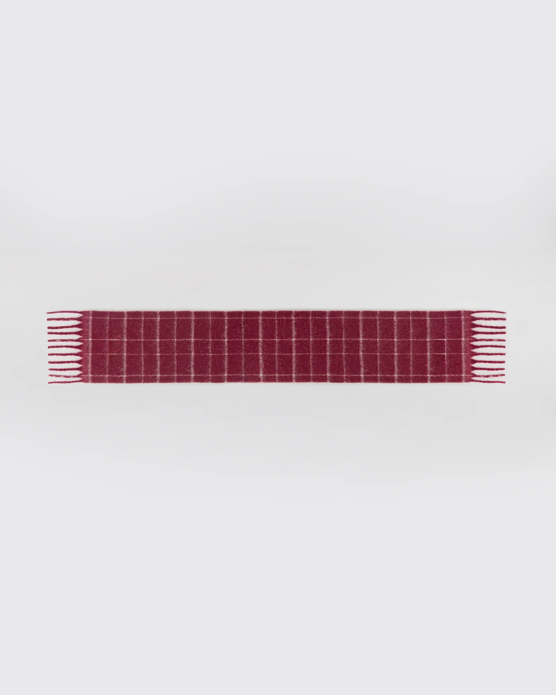 Brushed Checked Scarf - Berry Red - Image 3