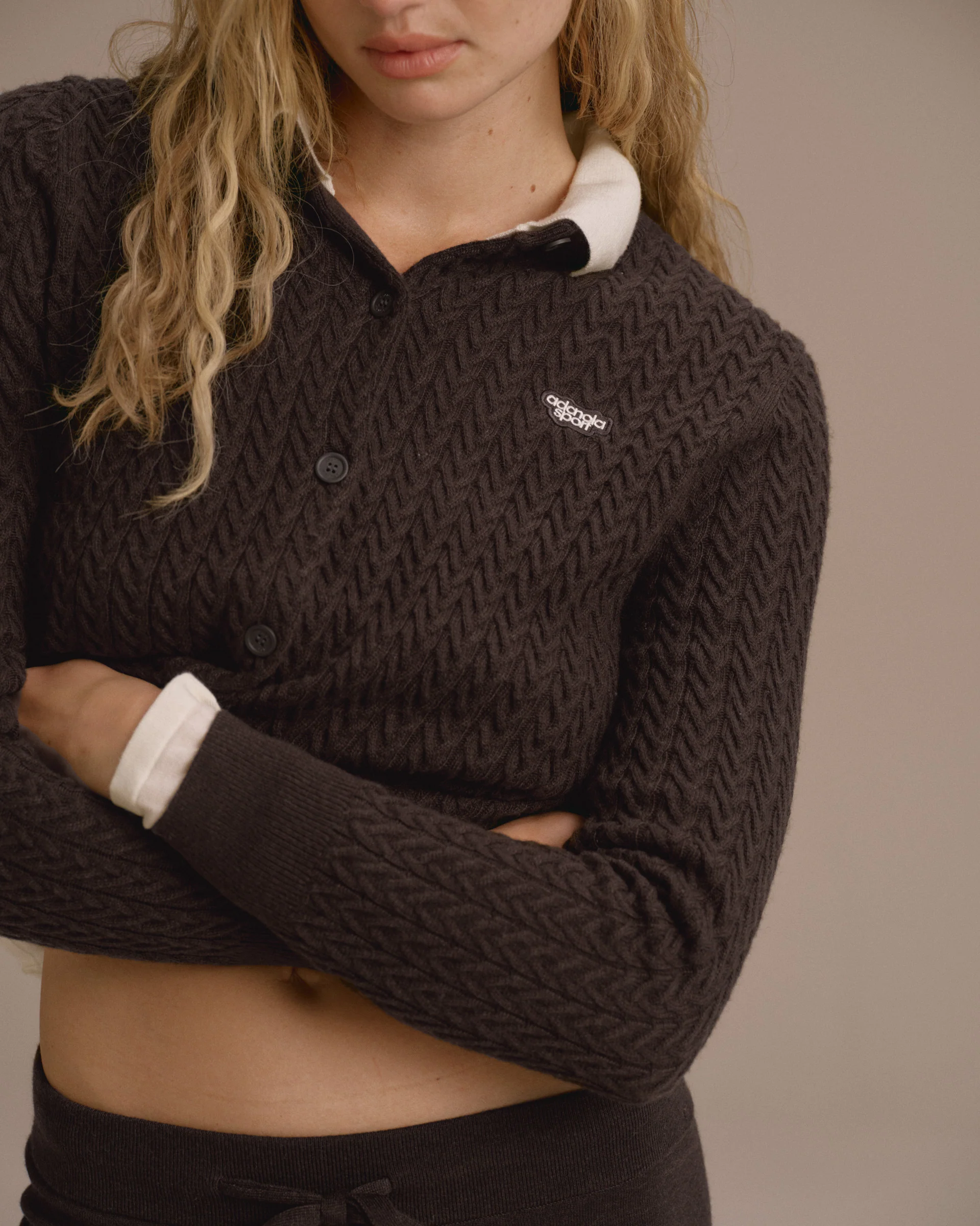 Cable Knit Cardigan - Coffee Bean - Image 2