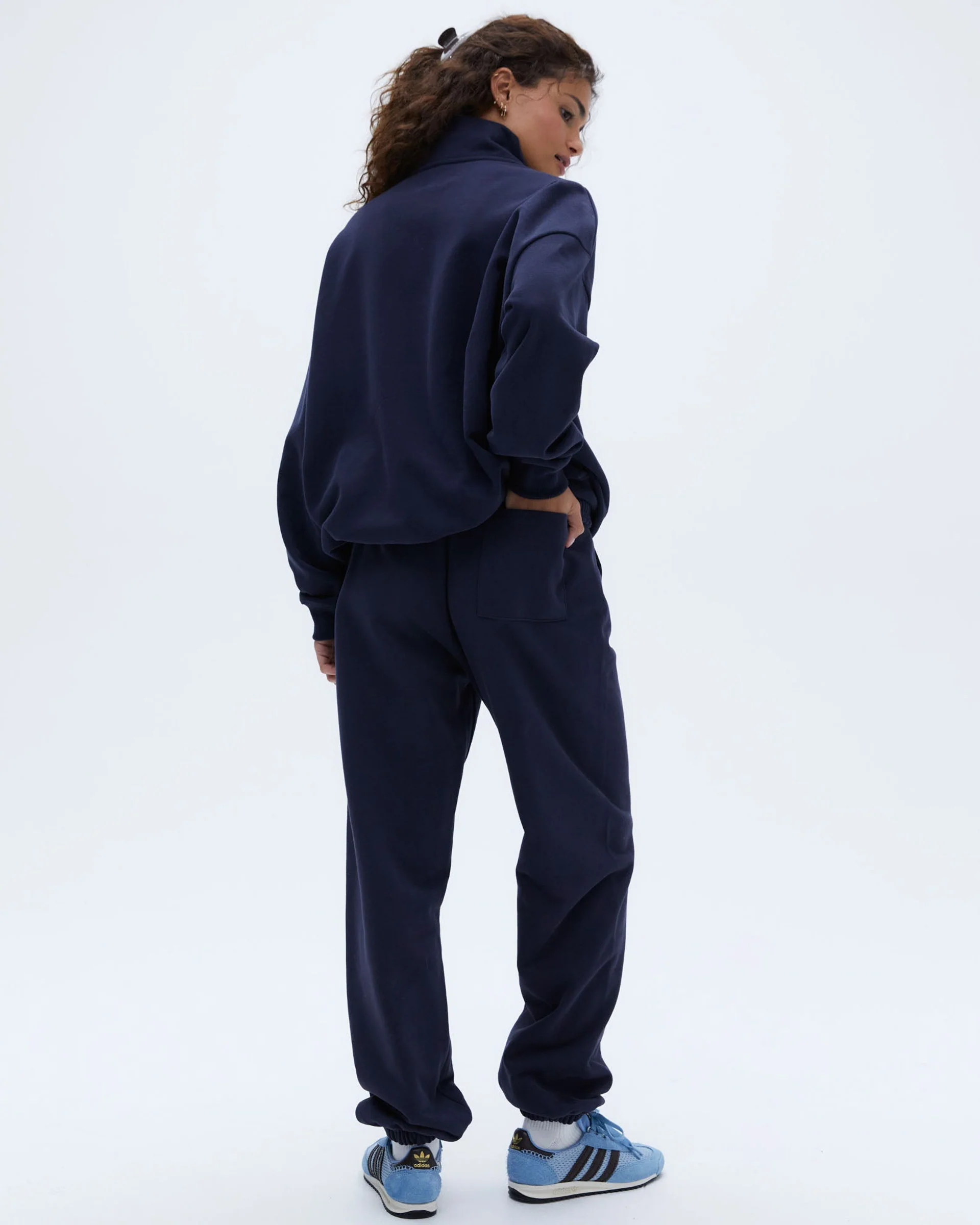 Campus Oversized Funnel Neck Zip Sweatshirt - Navy Blue/Powder Blue - Image 3