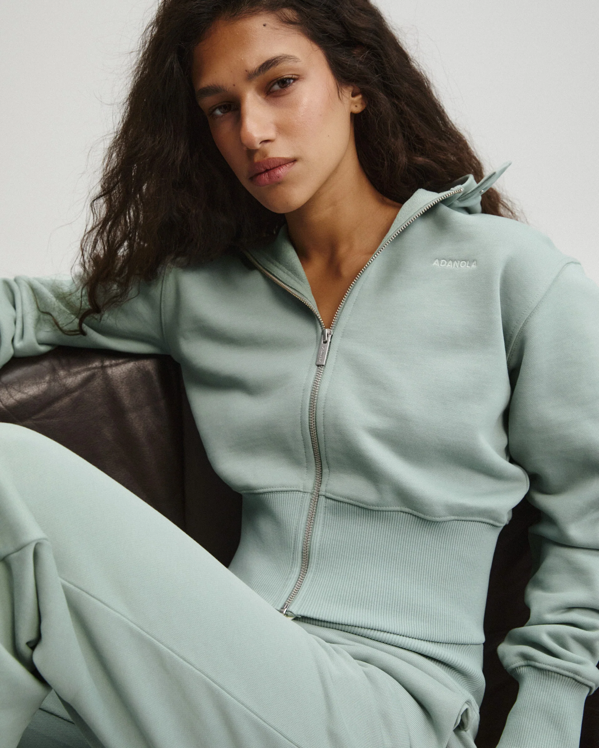 Cinch Hem Full Zip Hoodie - Cloud Blue - Image 4
