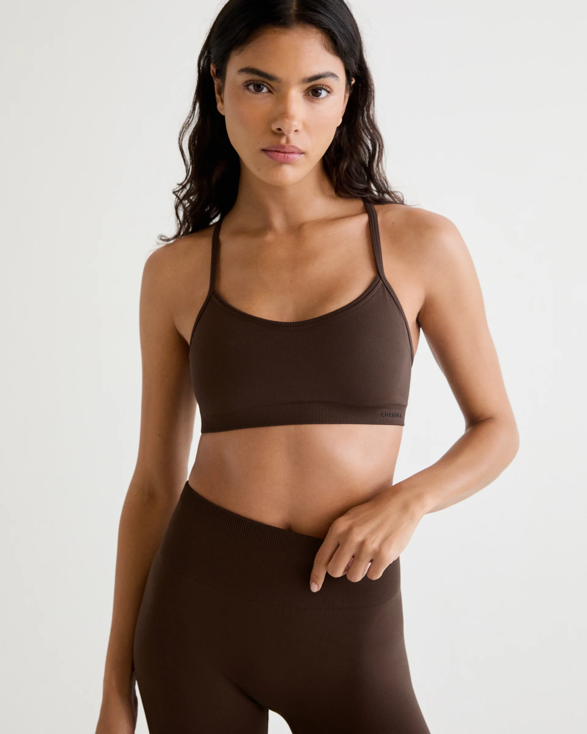 Classic Seamless Cross Back Bra - Chocolate Brown - Image 3