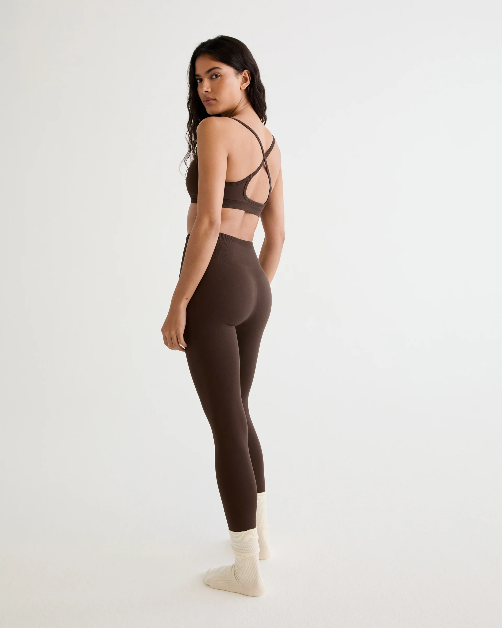 Classic Seamless Leggings - Chocolate Brown - Image 3