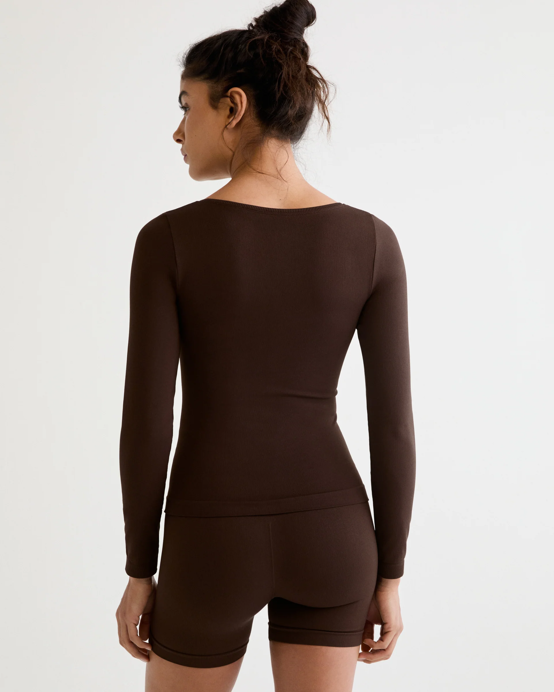 Classic Seamless Long Sleeve Top - Chocolate Brown - Image 3