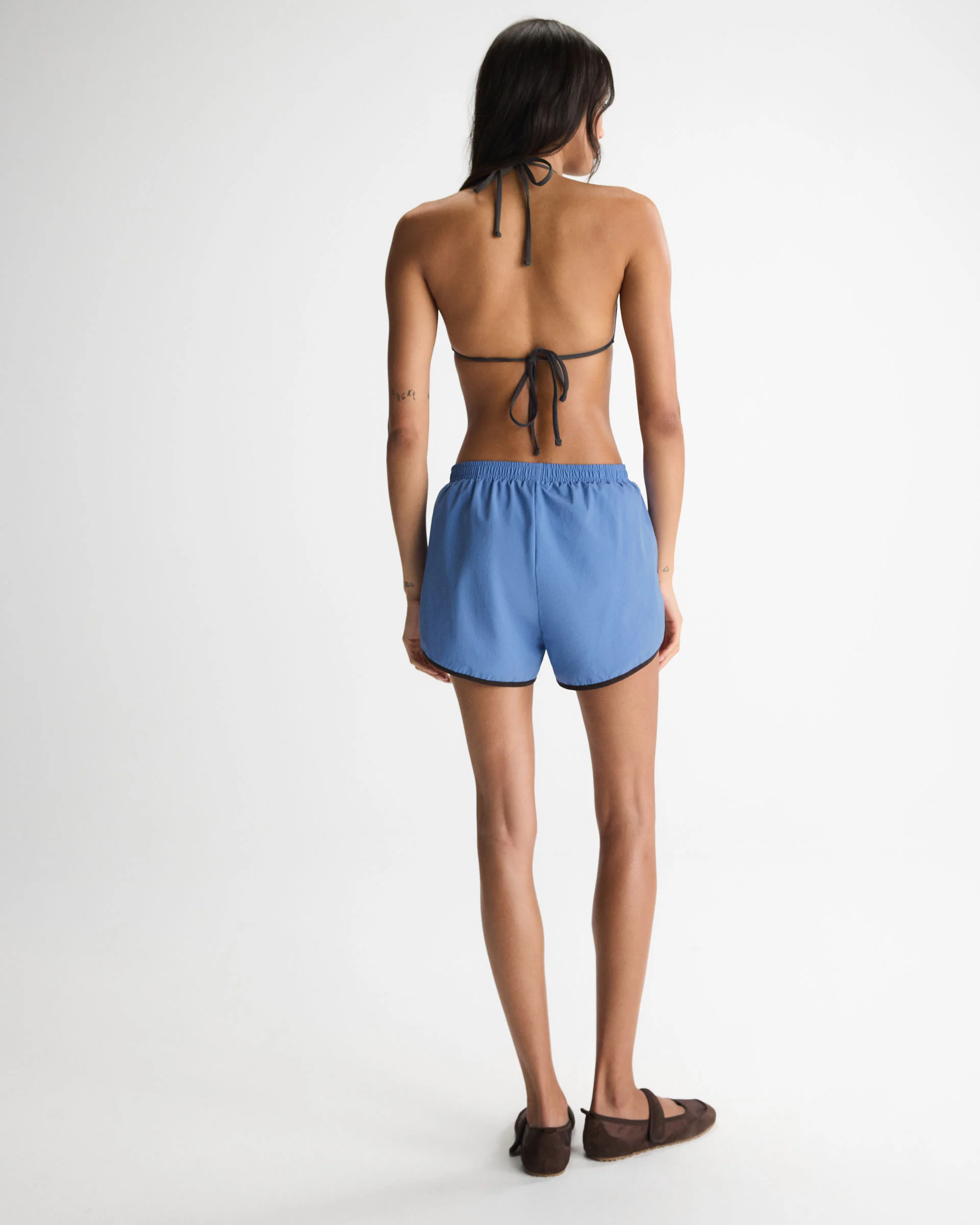 Contrast Binding Track Shorts - Blossom Blue - Image 3