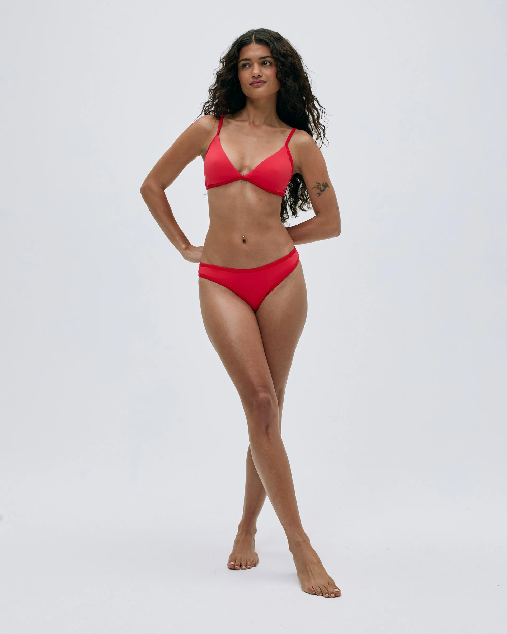 Contrast Triangle Bikini Top - Apple Red/Dark Red - Image 5