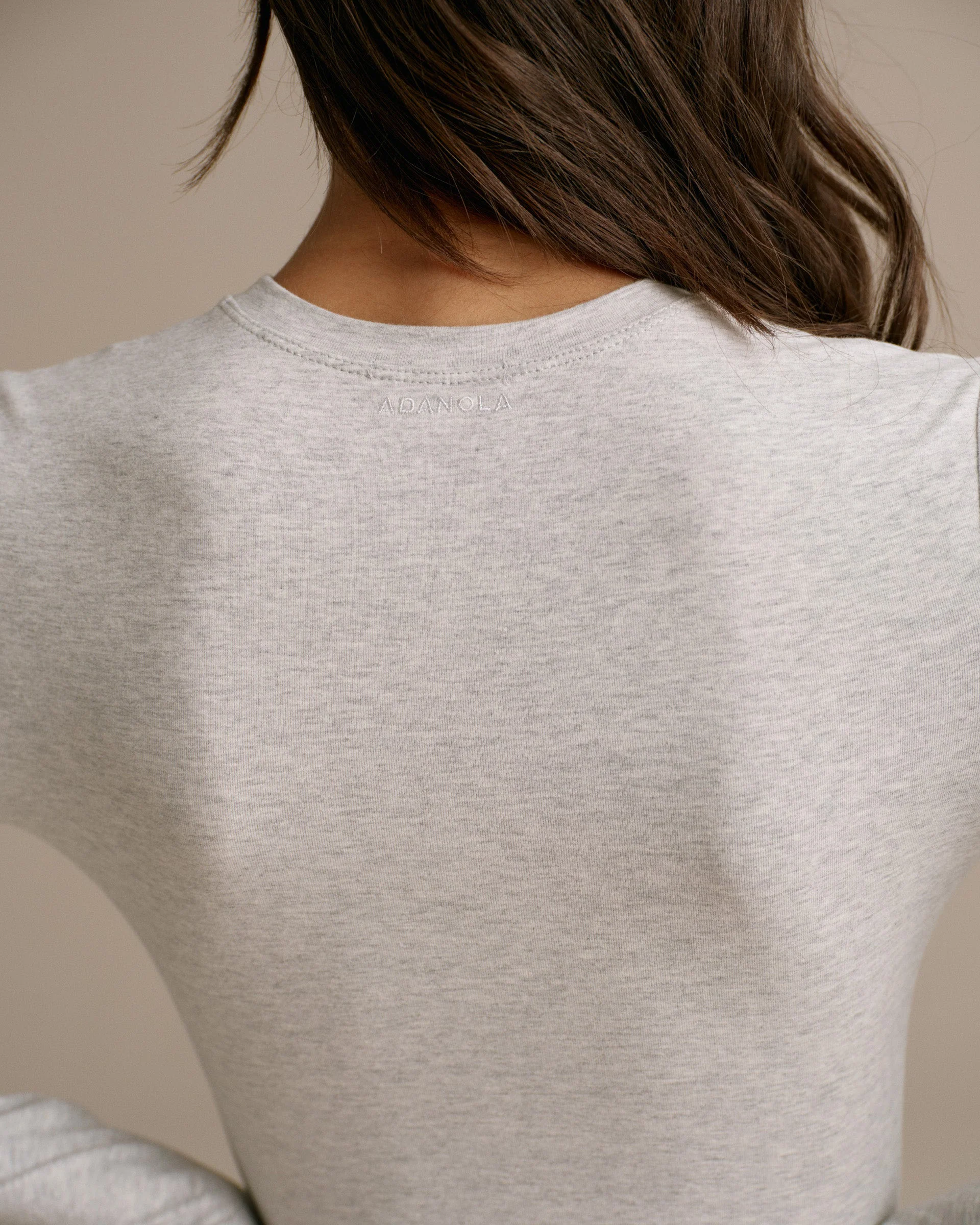 Cotton Long Sleeve Top - Grey Melange - Image 5