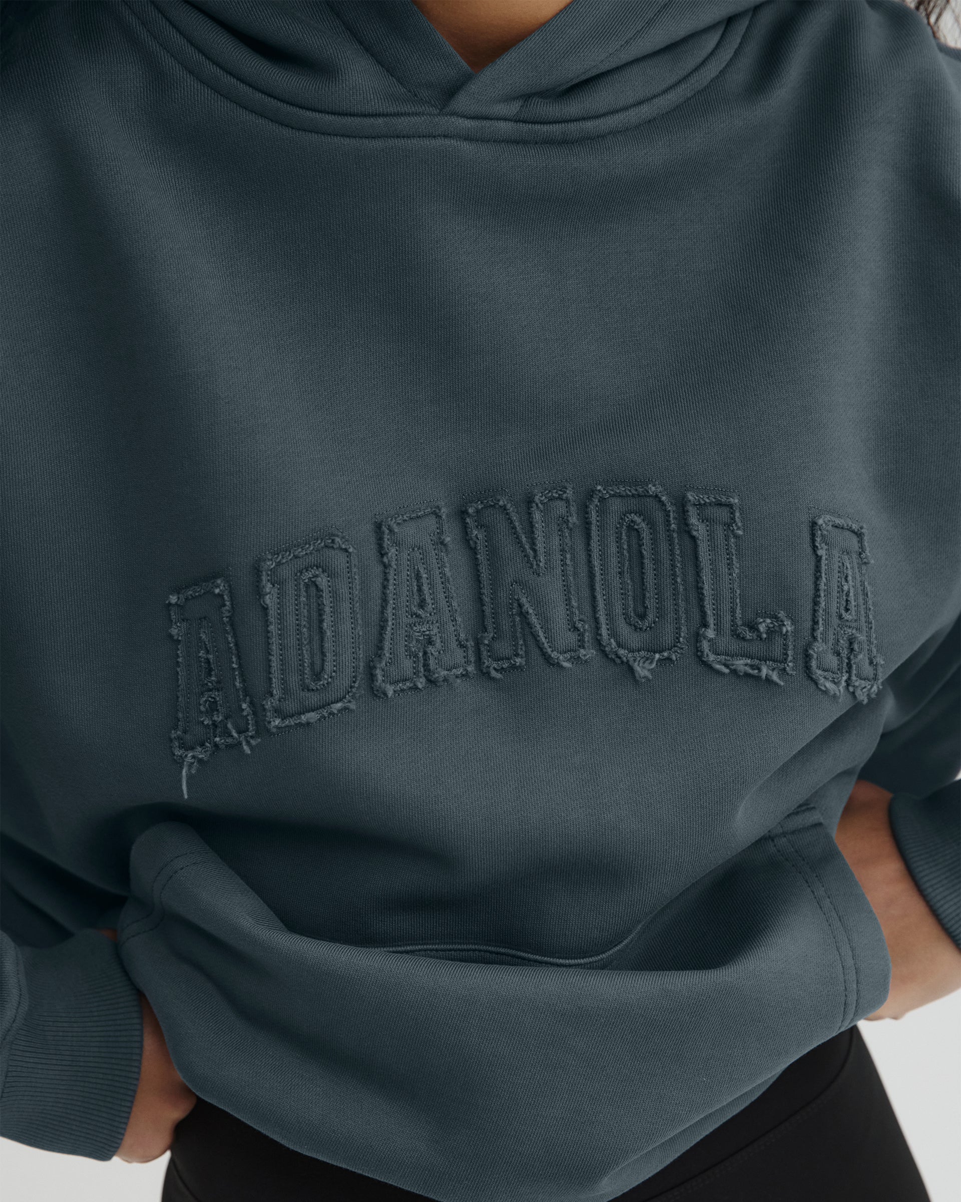 Distressed Varsity Washed Oversized Hoodie - Storm Blue - Image 3