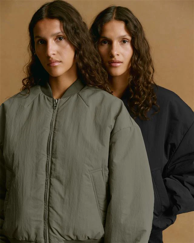 Drop Shoulder Reversible Bomber Jacket - Black/Olive Green - Image 7