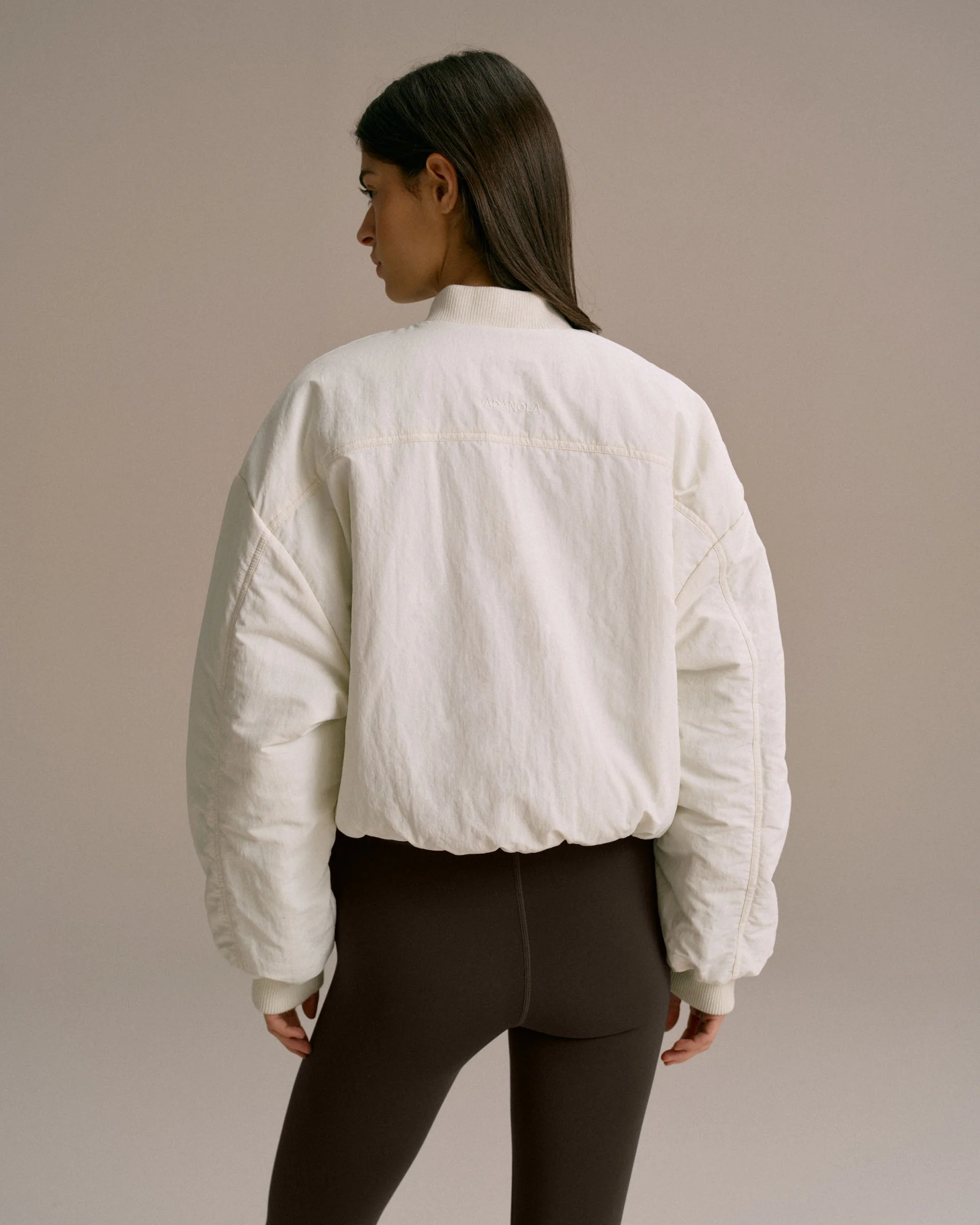 Drop Shoulder Reversible Bomber Jacket - Coffee Bean/Marshmallow White - Image 5