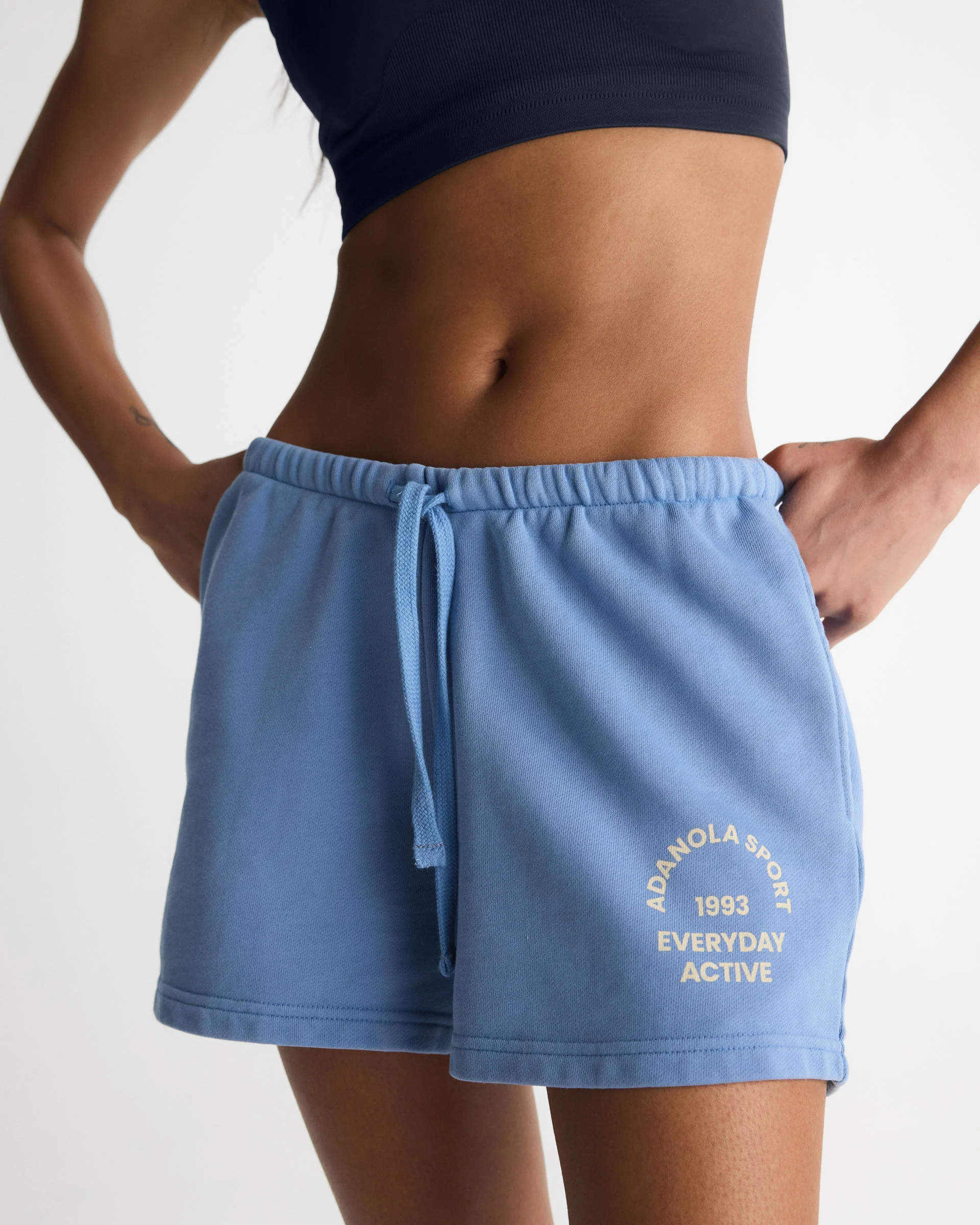 Everyday Active Washed Sweat Shorts - Blossom Blue/Buttercream - Image 3