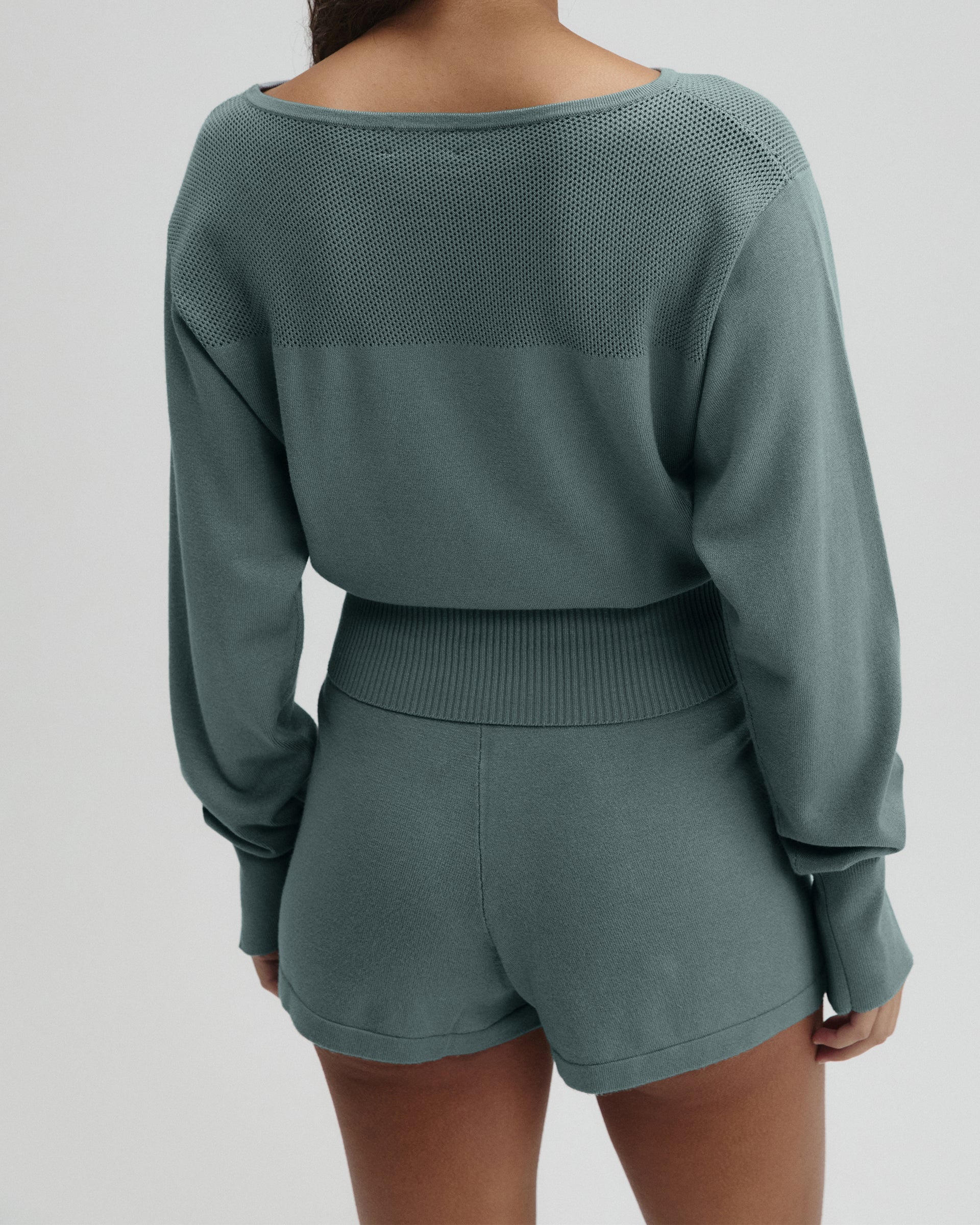 Fine Gauge Knit Shorts - Cloud Blue - Image 2