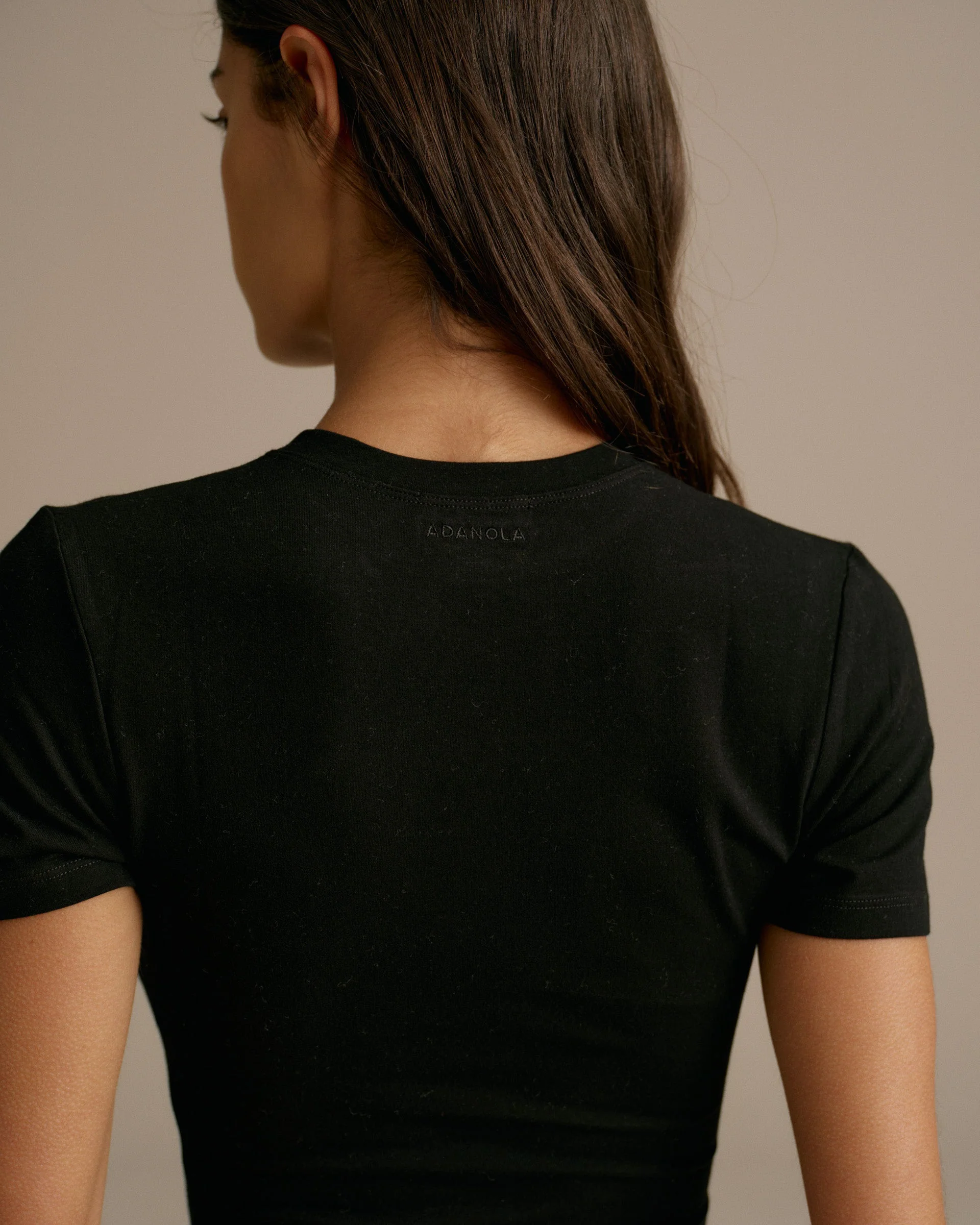 Cotton Short Sleeve Top - Black - Image 3