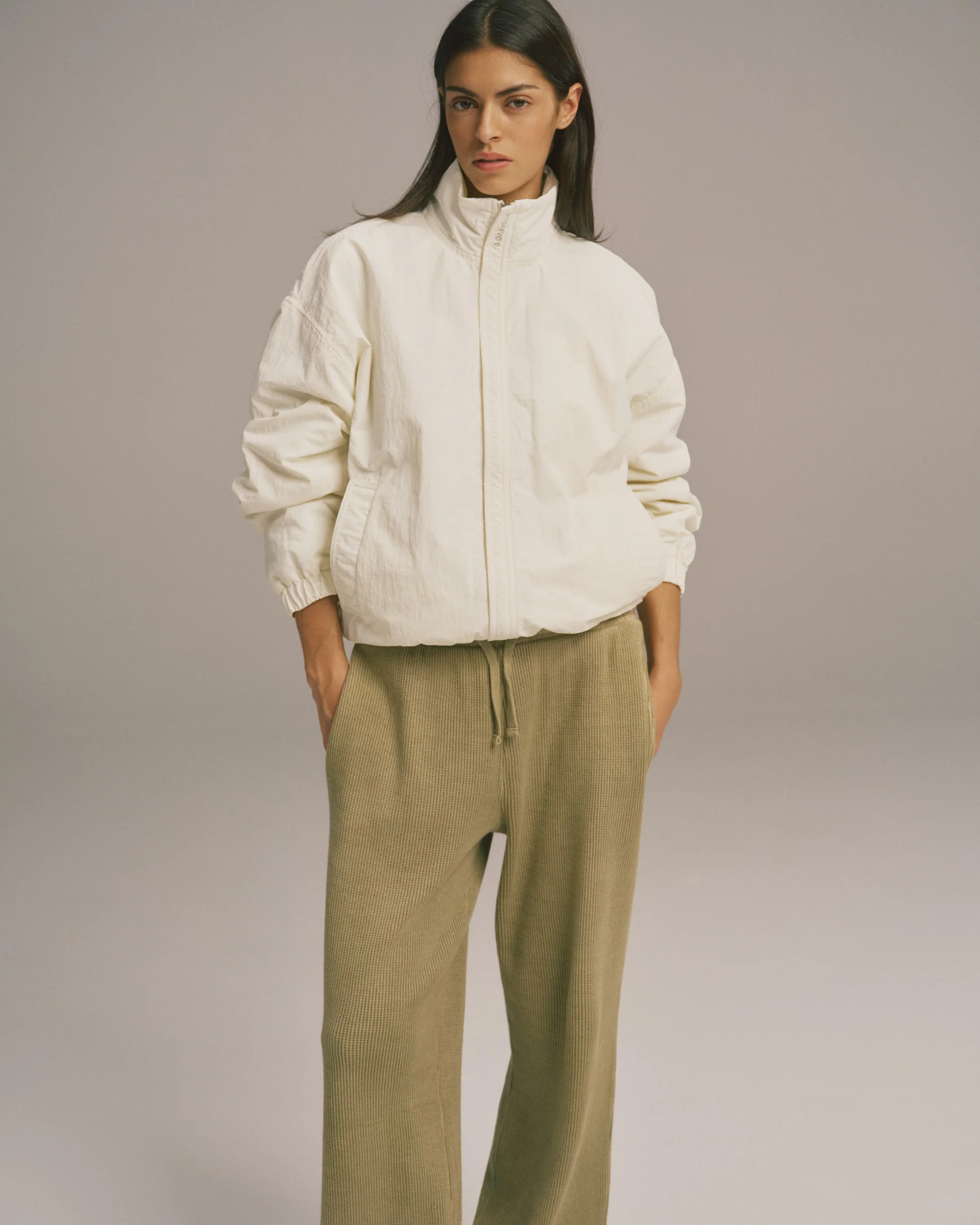 Funnel Neck Track Jacket - Marshmallow White - Image 5