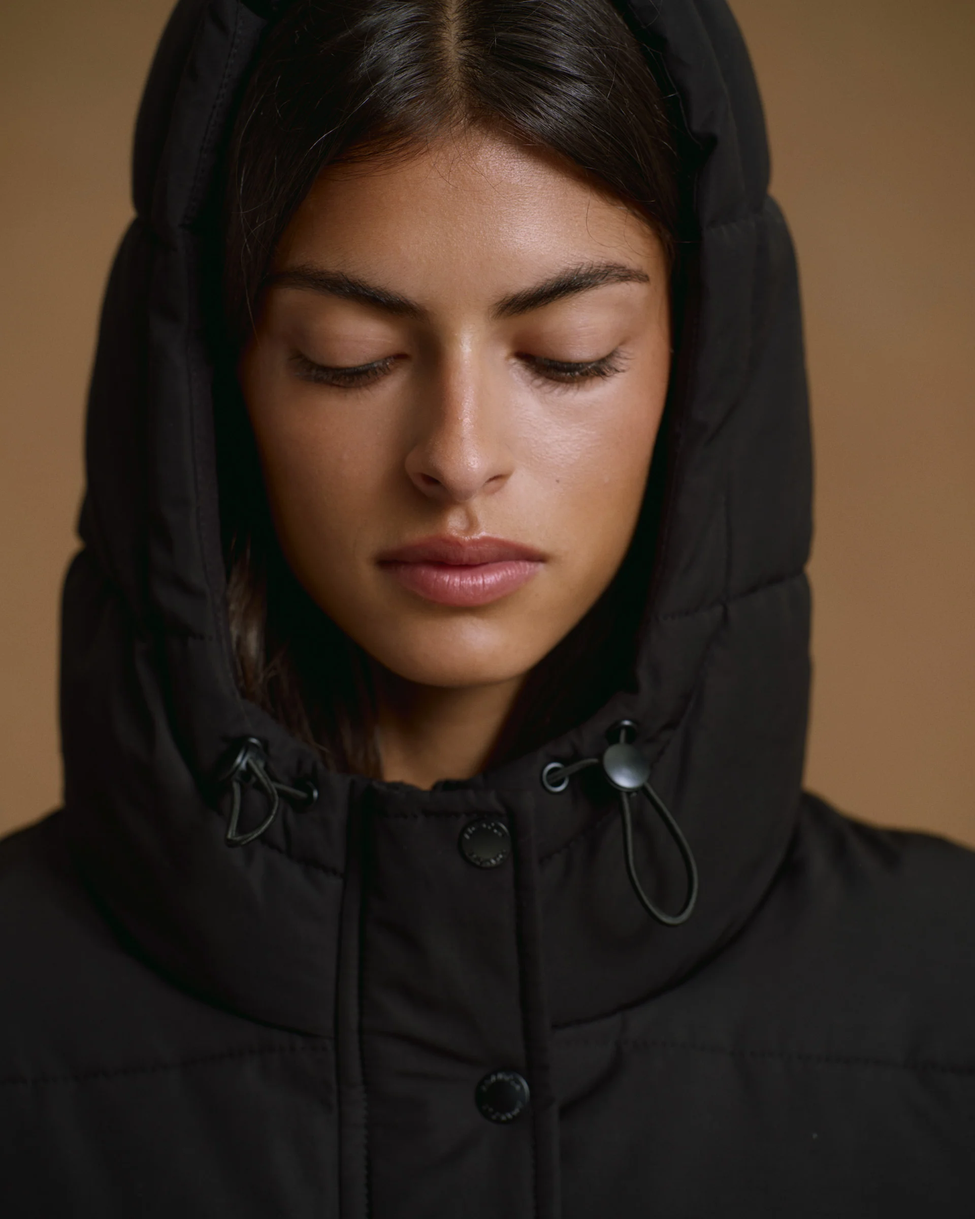 Hooded Puffer Jacket - Black - Image 3