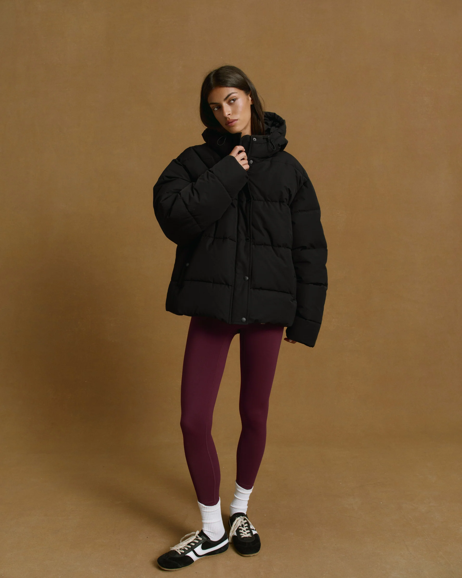Hooded Puffer Jacket - Black - Image 4