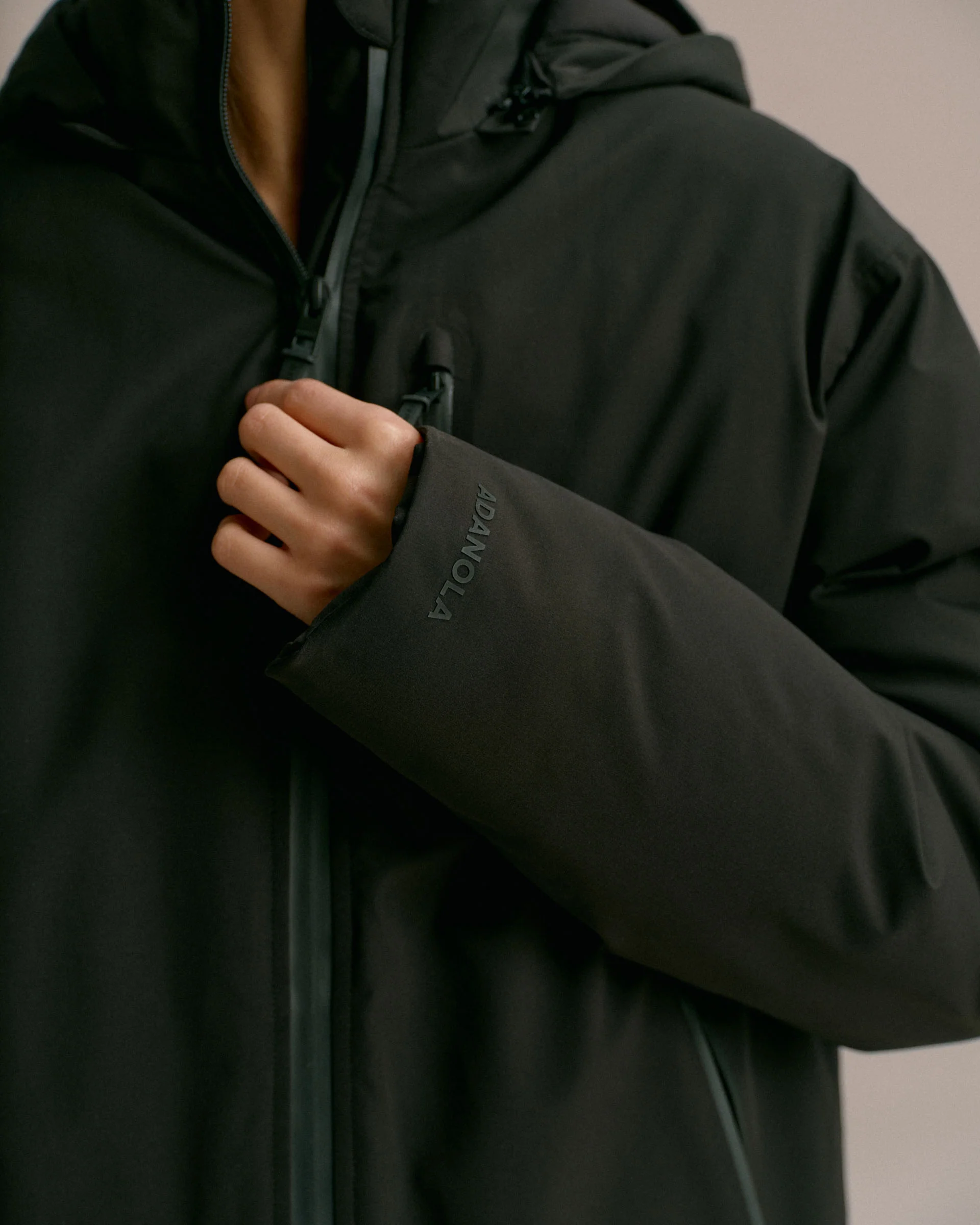 Hooded Waterproof Coat - Black - Image 5