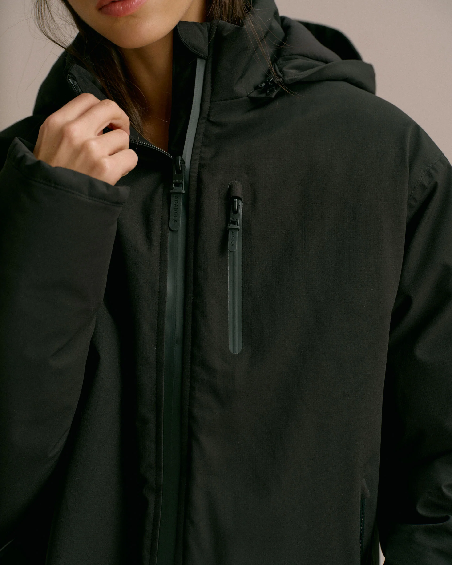 Hooded Waterproof Coat - Black - Image 6