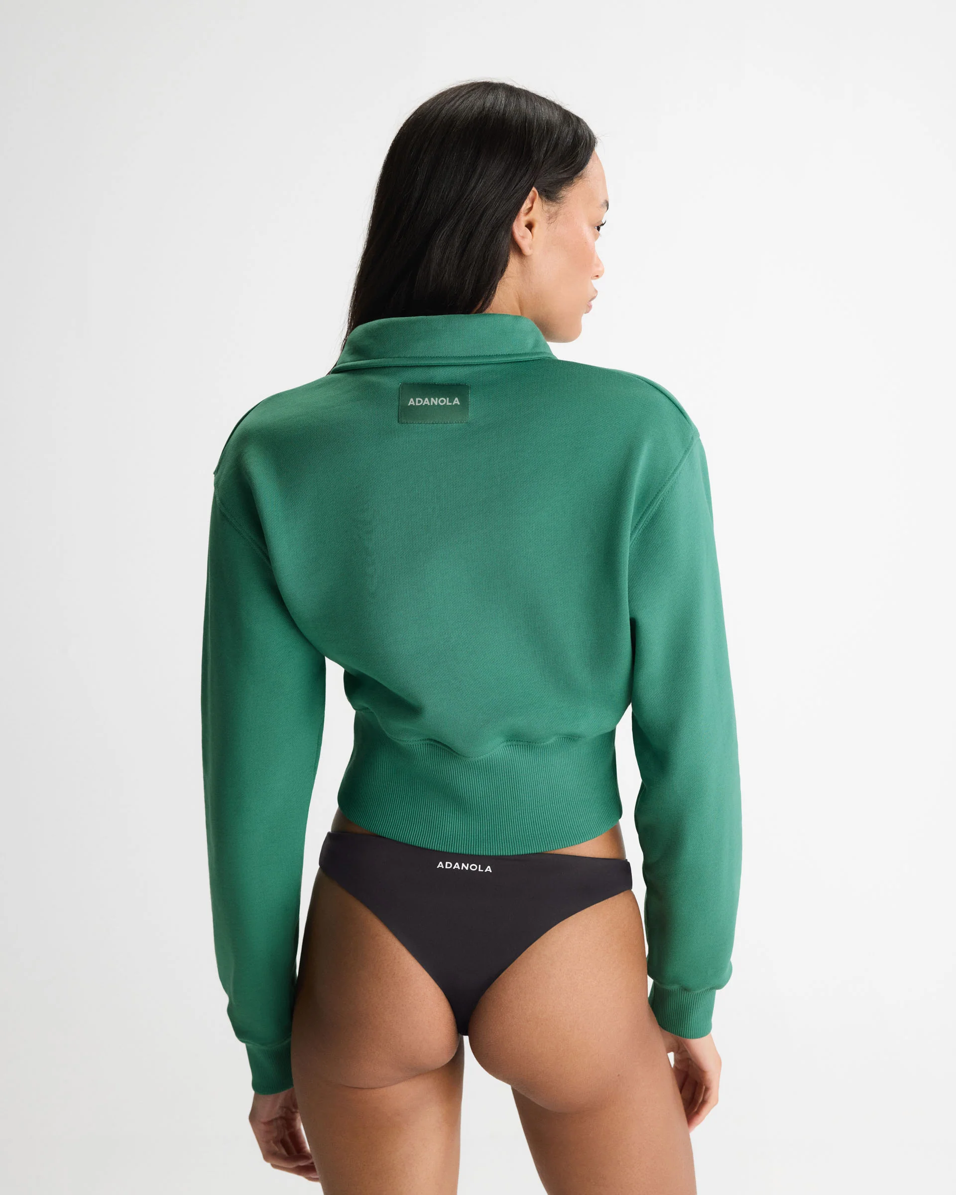 Jersey Cinched Waist Polo Sweatshirt - Eucalyptus Green - Image 2