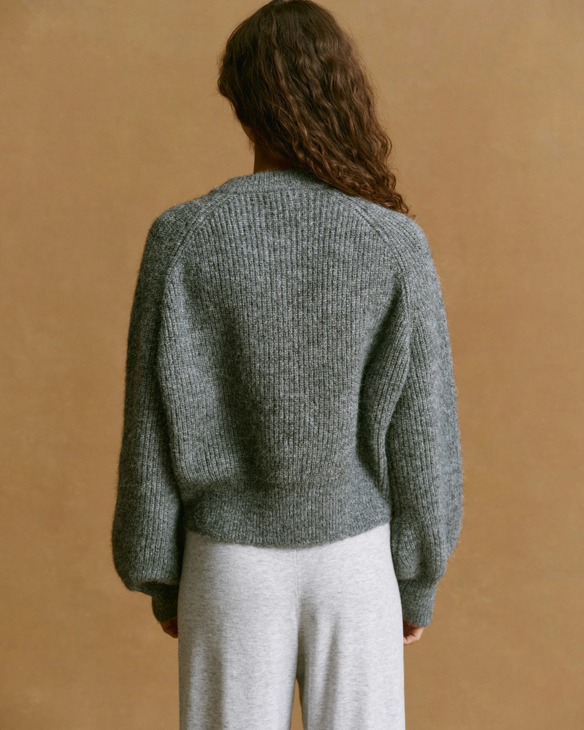 Knit Button Up Cardigan - Dark Grey Melange - Image 2