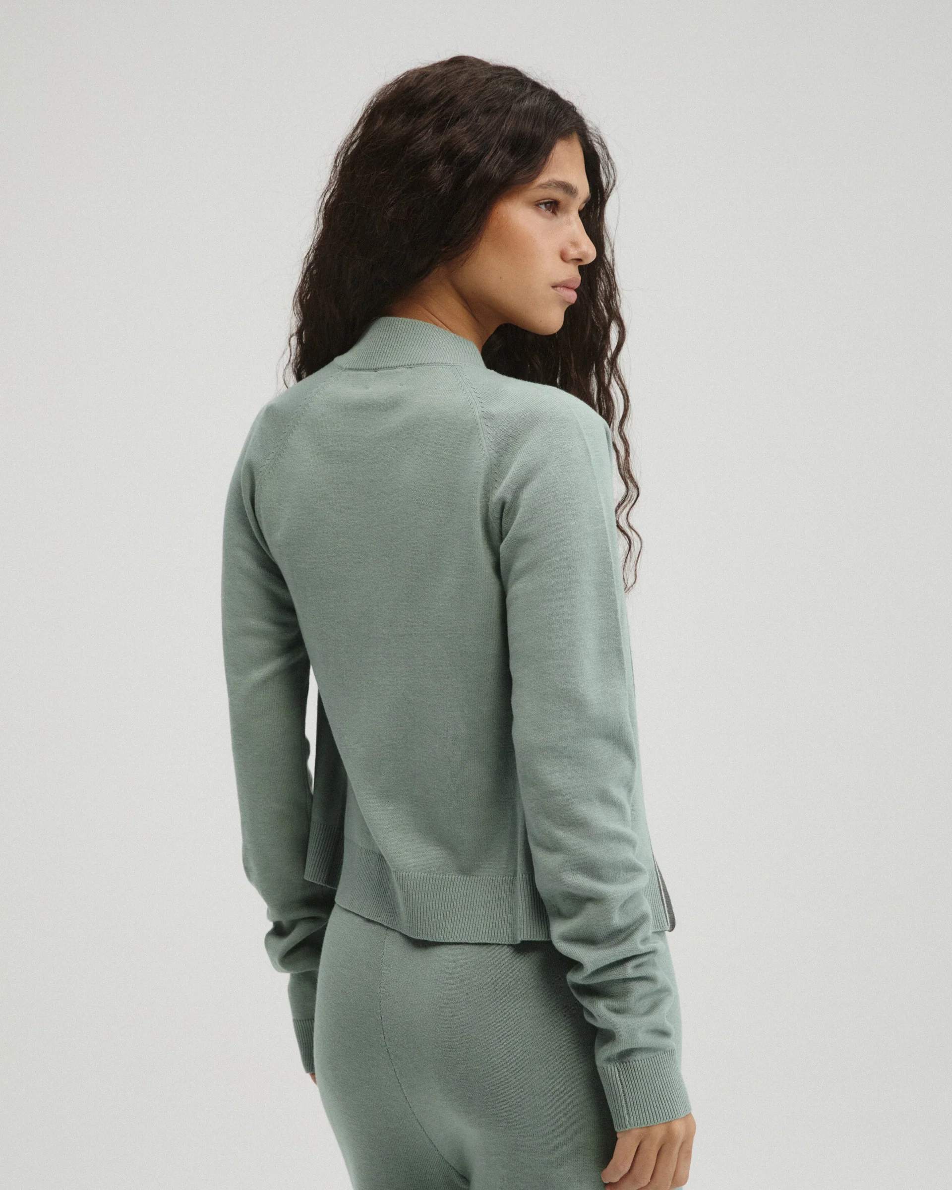 Knit Funnel Neck Sweatshirt - Cloud Blue - Image 2
