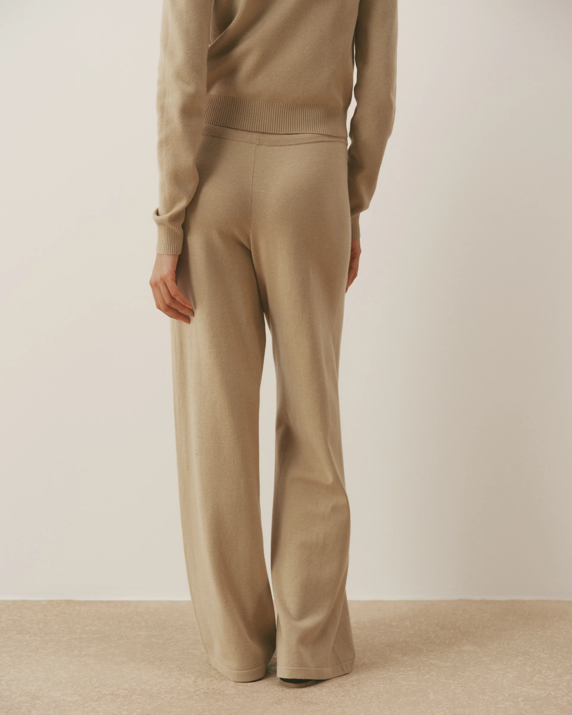Knit Low Rise Straight Leg Pants - Almond - Image 2