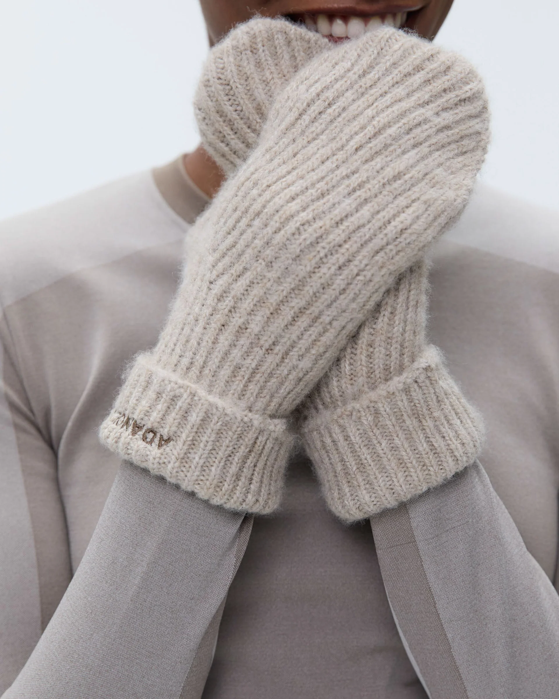 Knit Mittens - Sand - Image 3