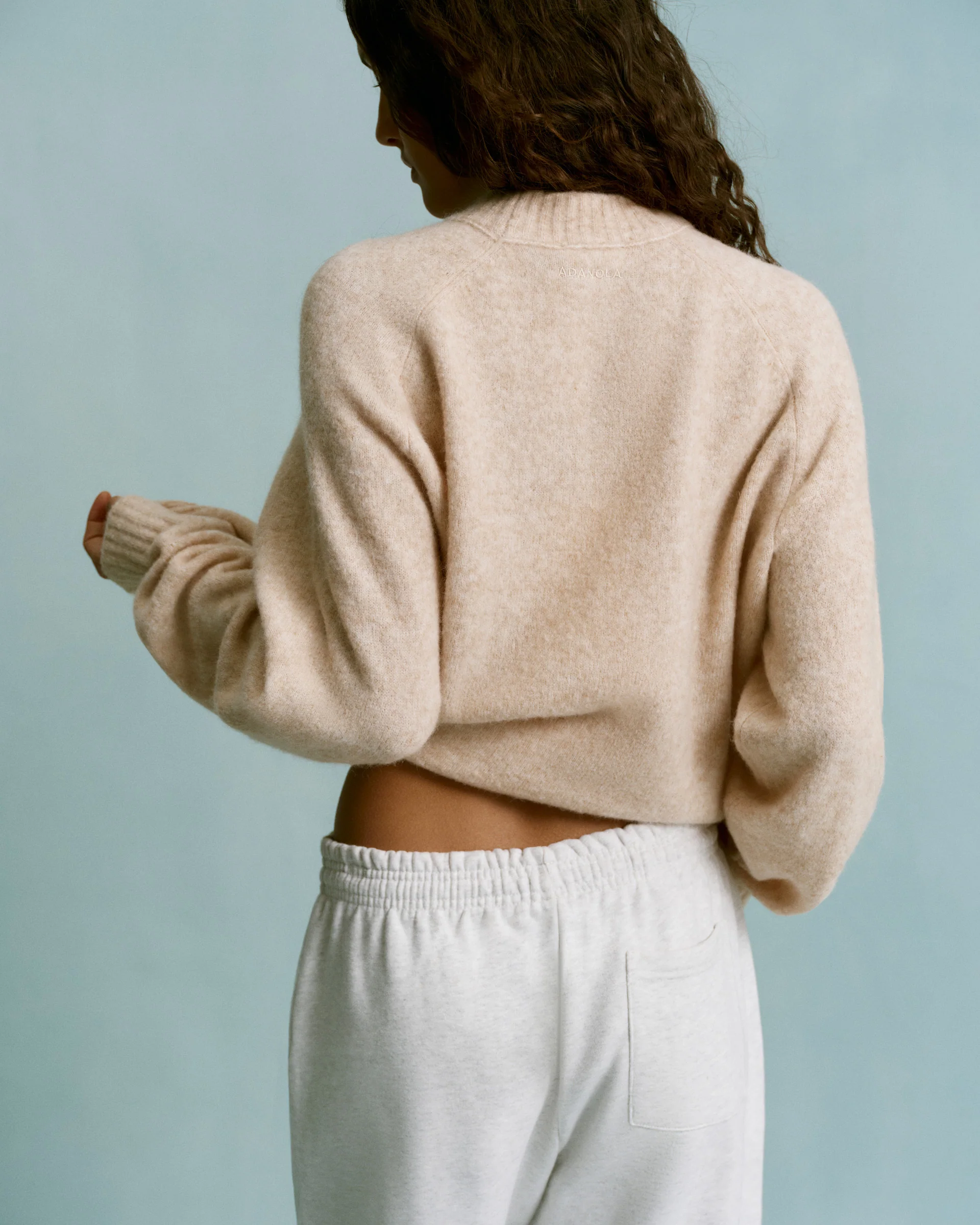 Knit Oversized Crew Sweatshirt - Oatmeal - Image 2