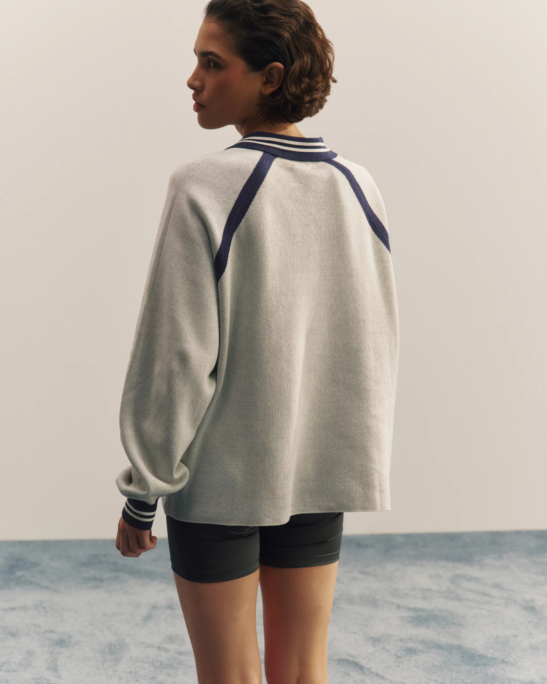 Knit Varsity Jacquard Long Sleeve Top - Marshmallow White - Image 2