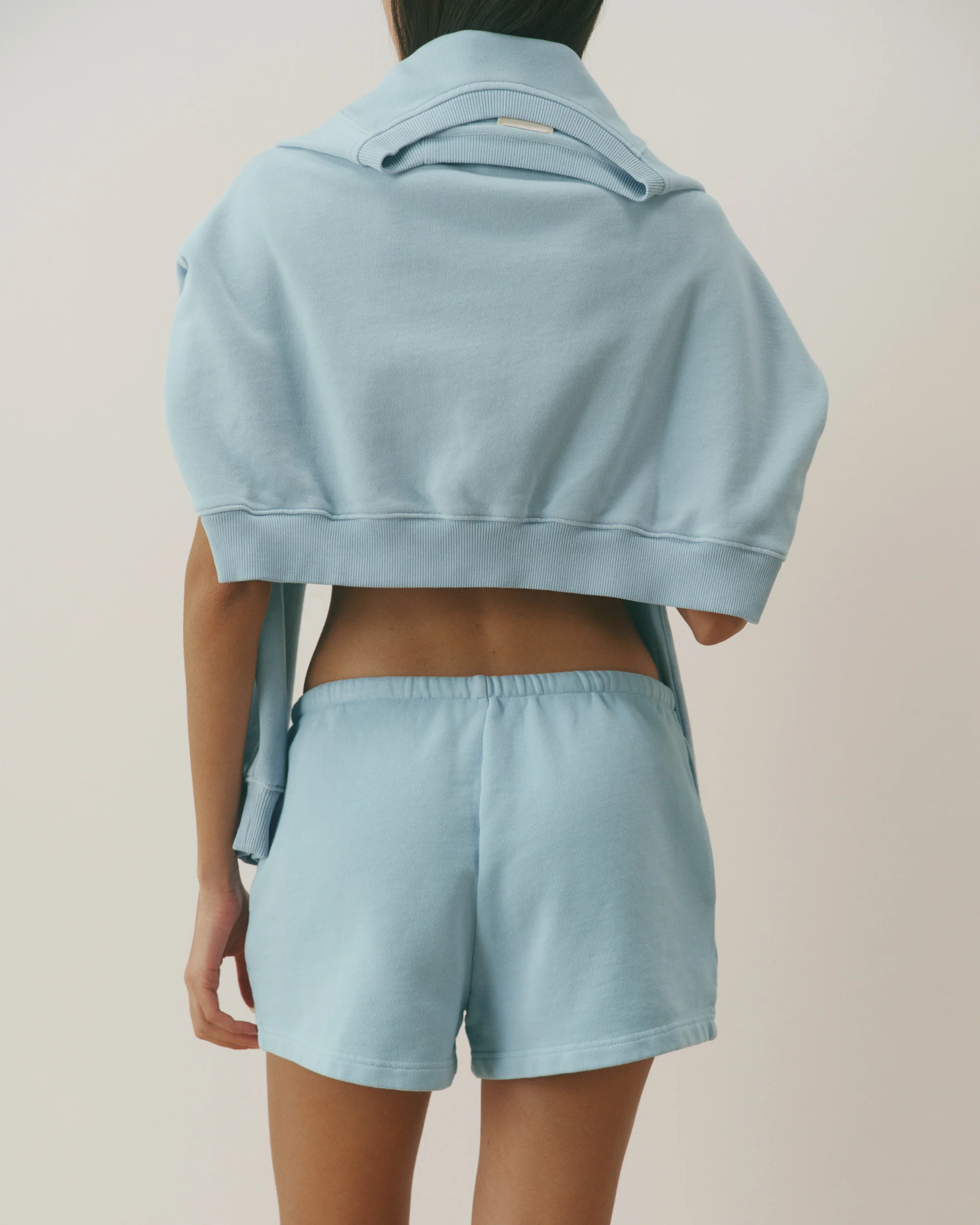 Le Mode De Vie Washed Cropped Shorts - Breeze Blue/Marshmallow White - Image 2