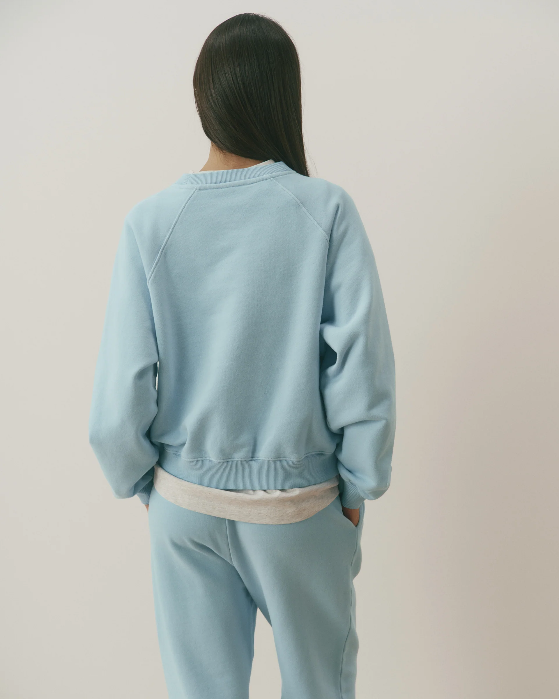 Le Mode De Vie Washed Loose Fit Sweatshirt - Breeze Blue/Marshmallow White - Image 2