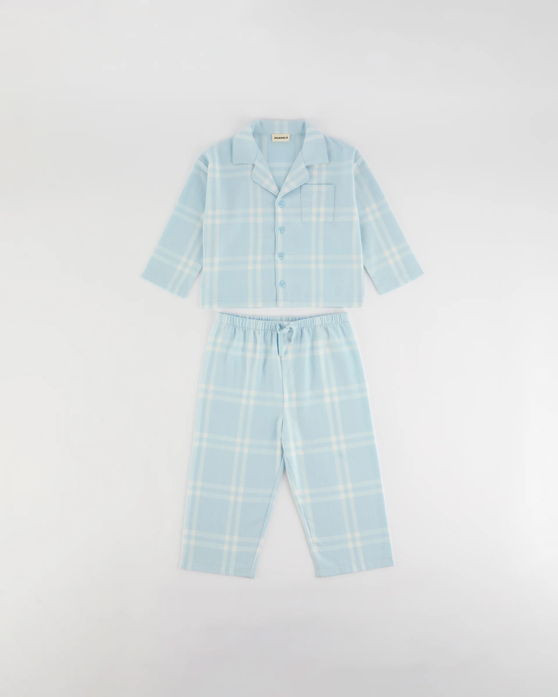 Mini Brushed Checked Pyjamas - Light Blue - Image 3