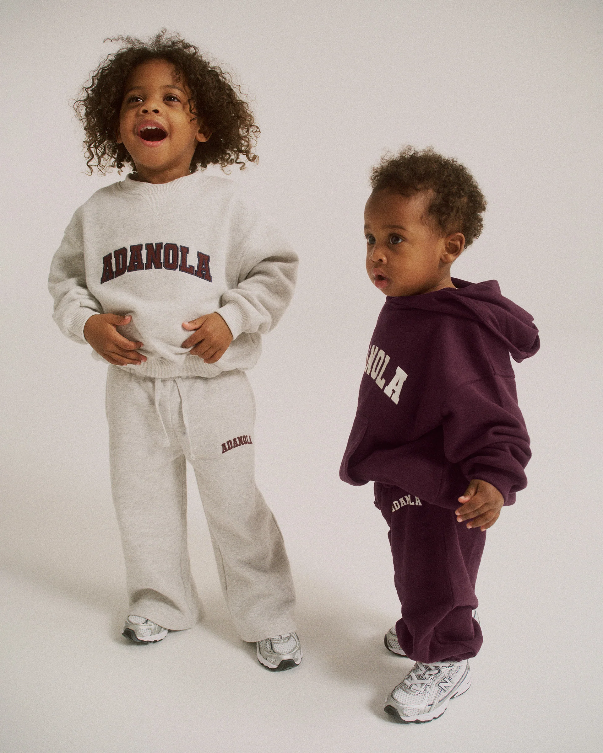 Mini Varsity Straight Leg Sweatpants - Light Grey Melange/Dark Cherry - Image 2