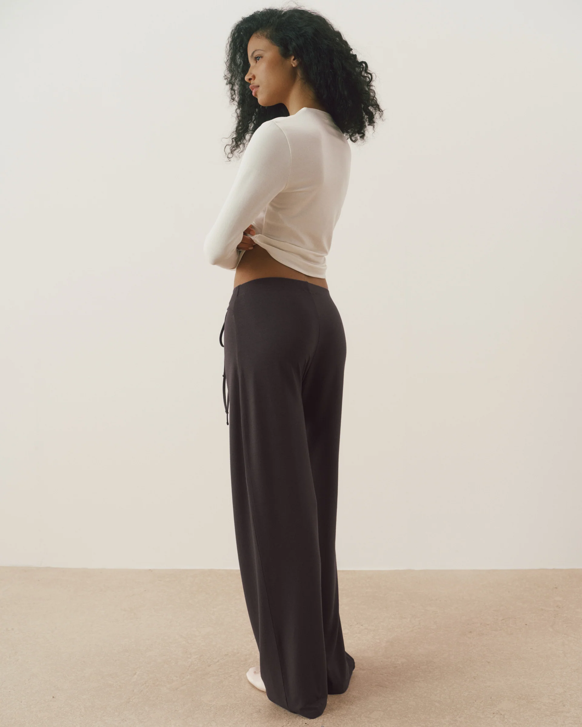 Modal Button Down Long Sleeve Top - Marshmallow White - Image 2