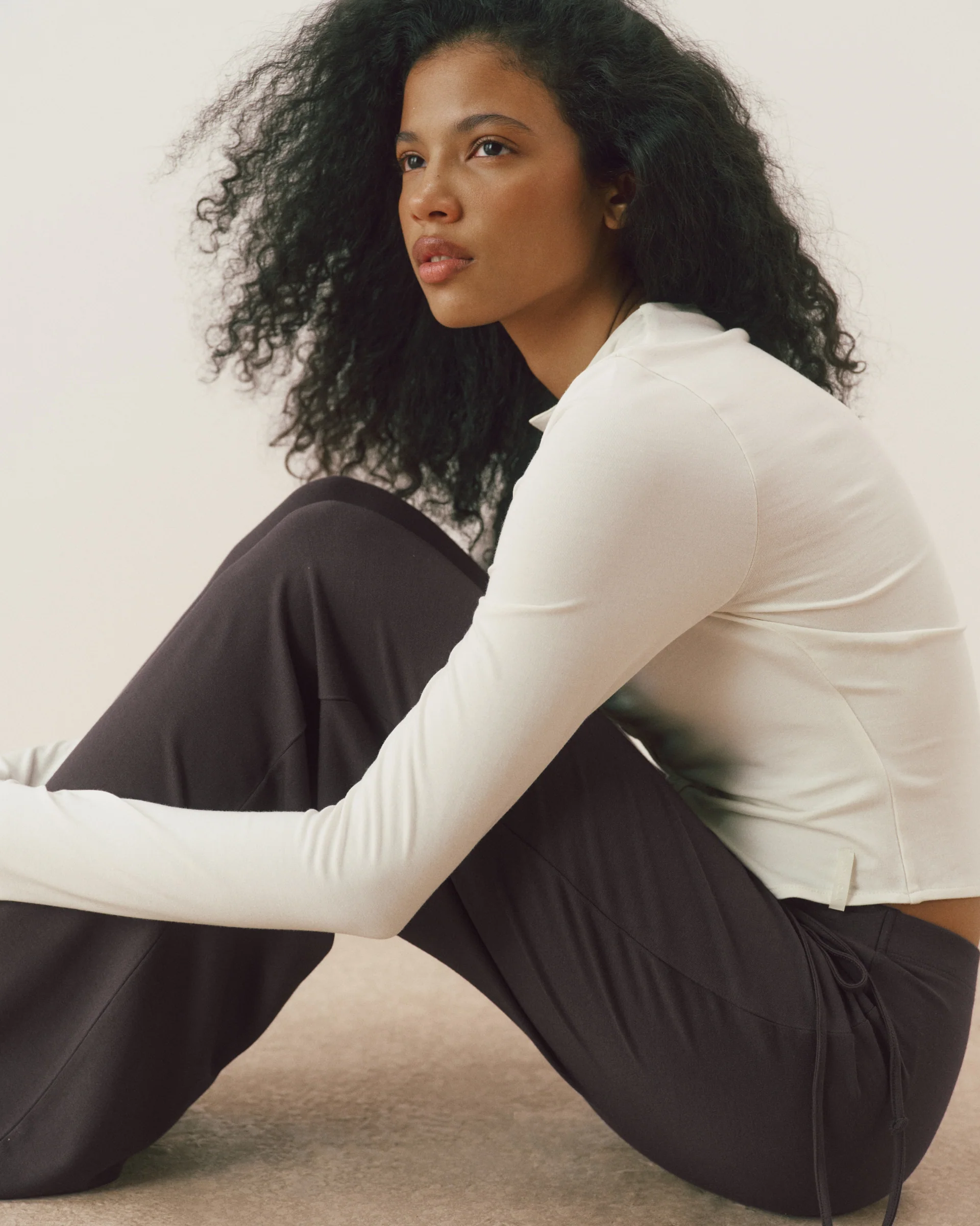 Modal Button Down Long Sleeve Top - Marshmallow White - Image 4