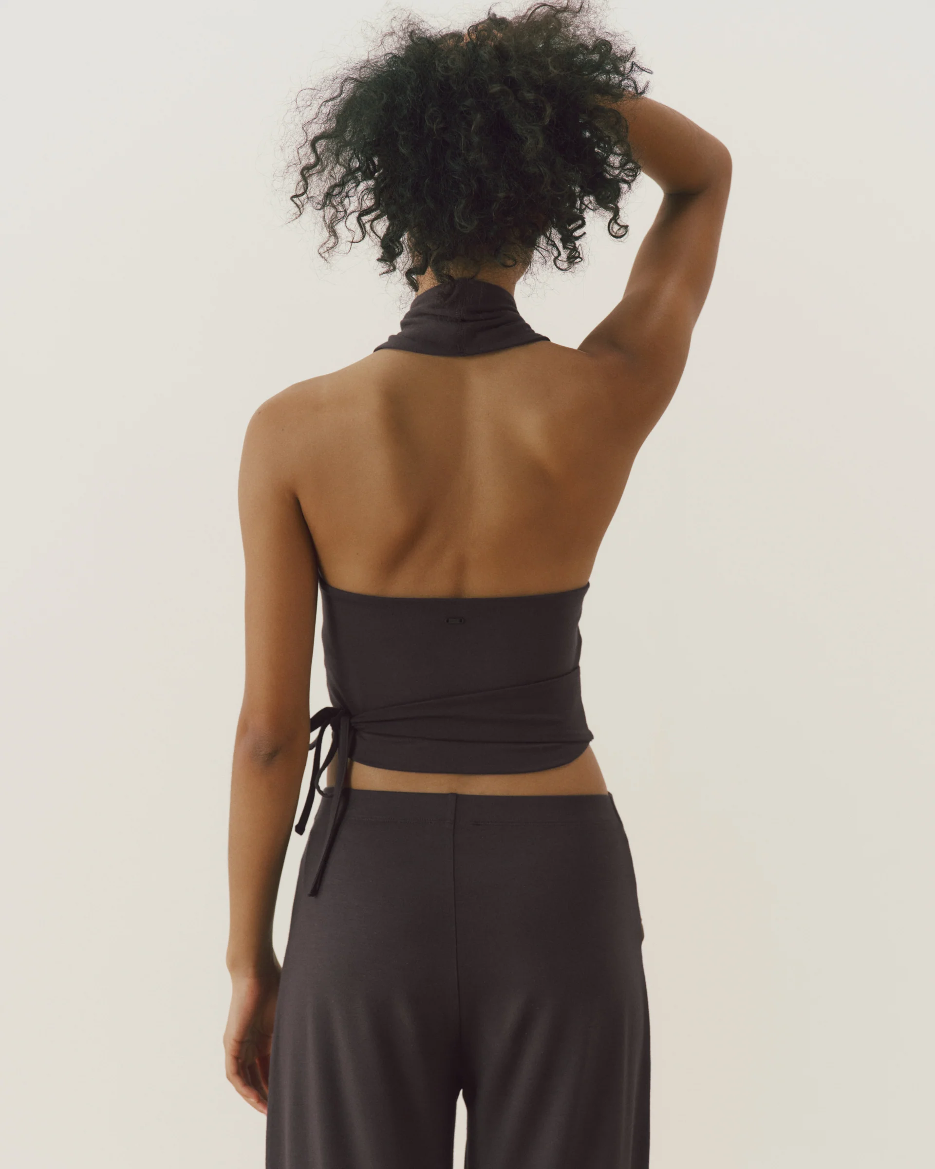 Modal Halter Wrap Top - Coffee Bean - Image 2