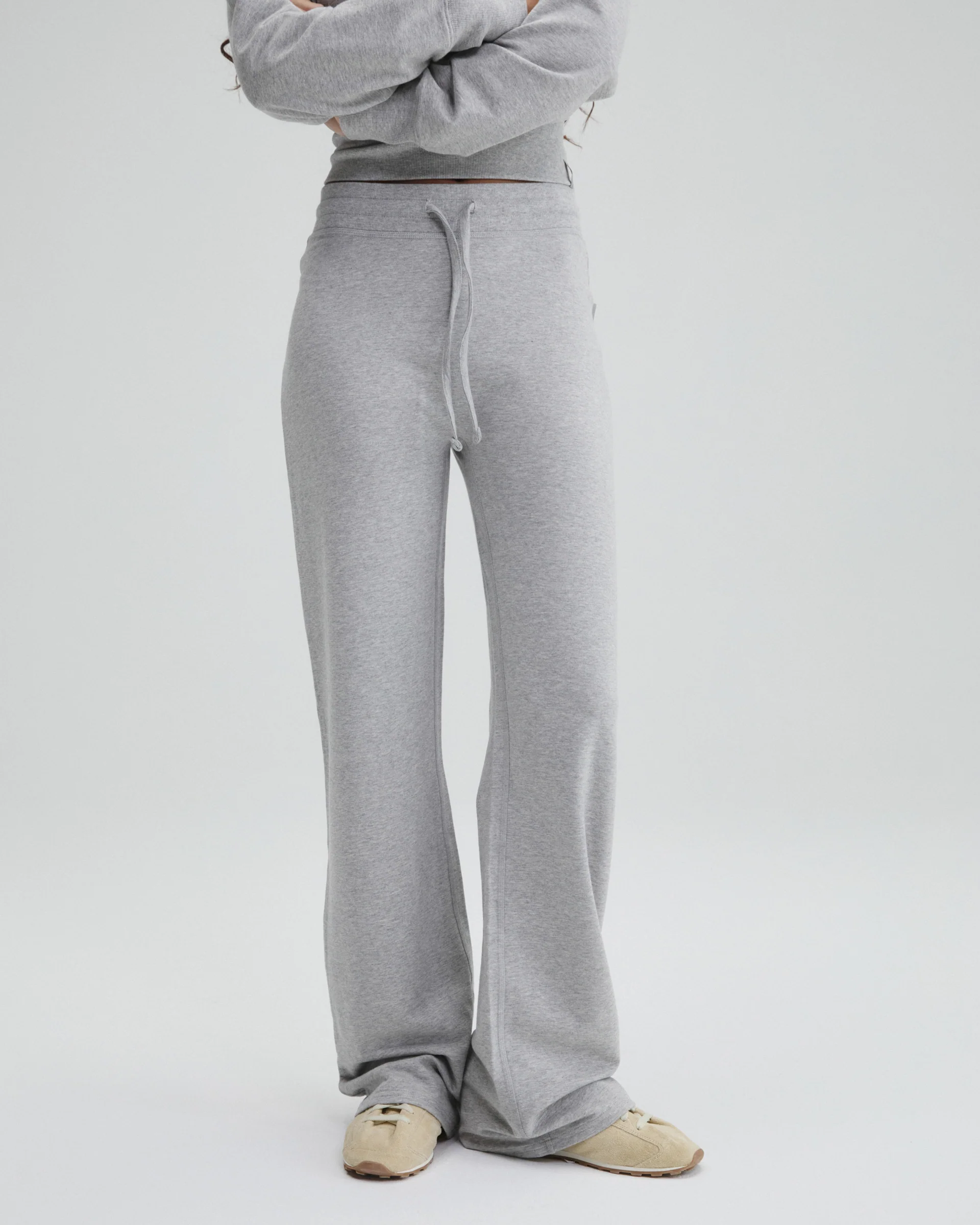 Modal Straight Leg Pants - Light Grey Melange - Image 3