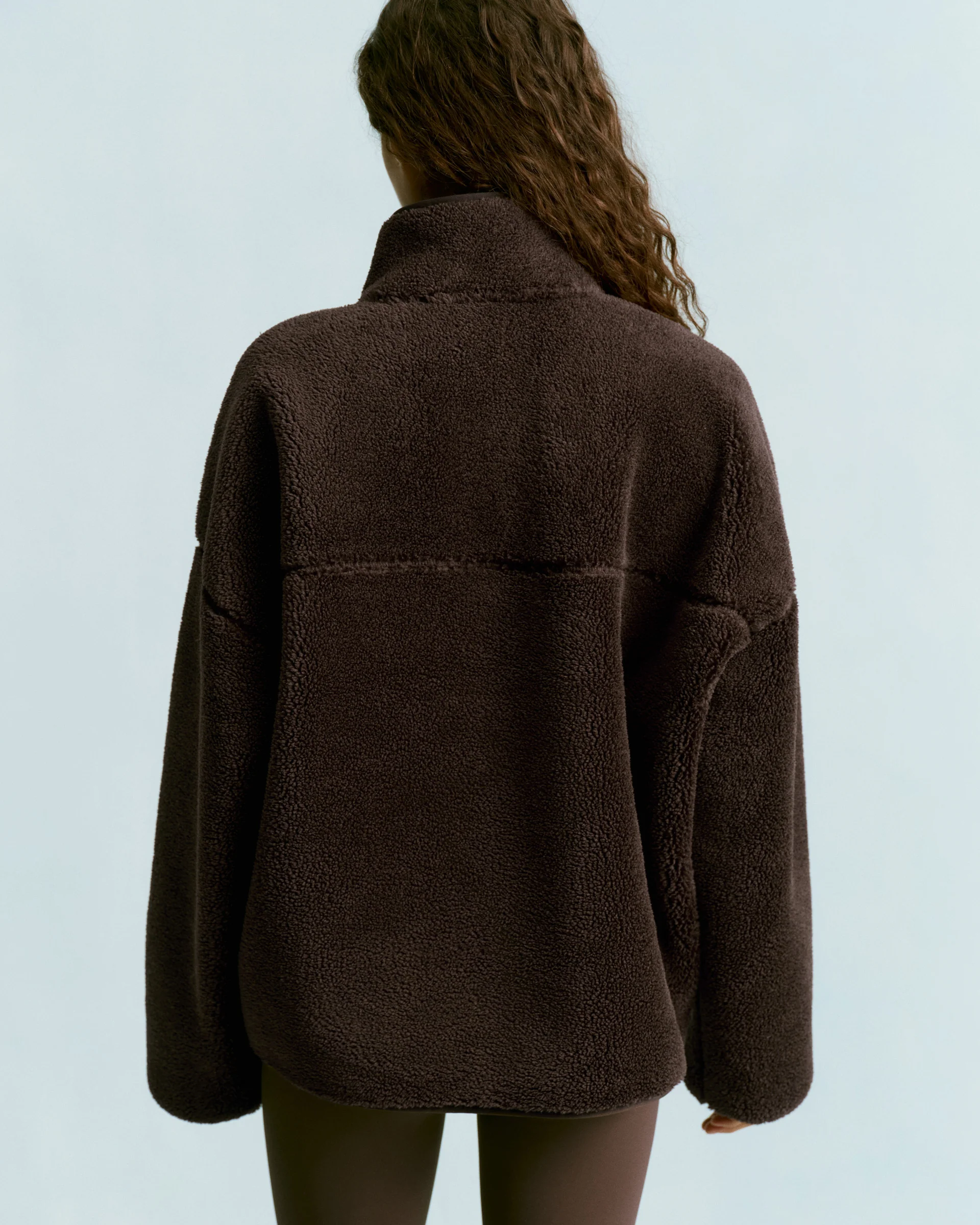 Oversized Pocket Zip Through Fleece - Coffee Bean - Image 2