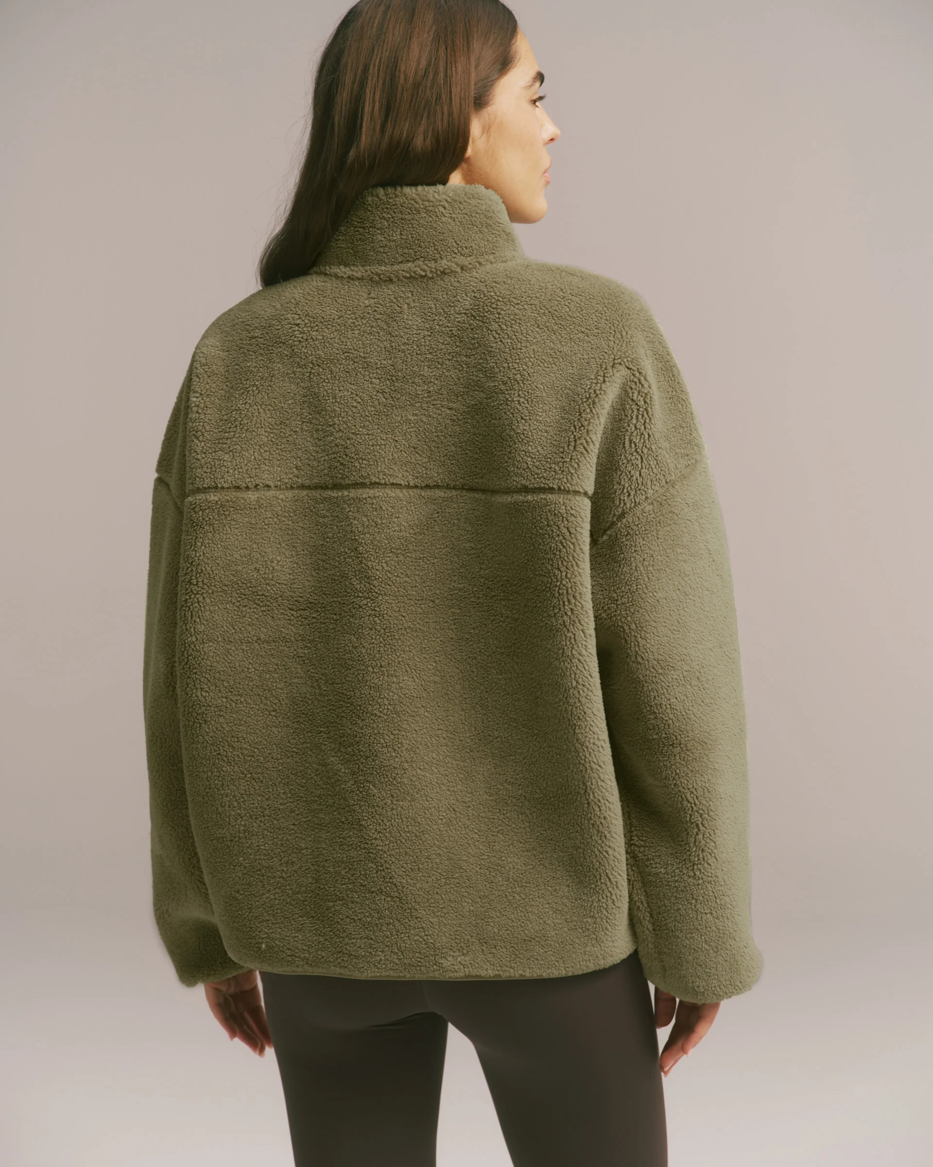 Oversized Pocket Zip Through Fleece - Dark Pistachio Green - Image 2