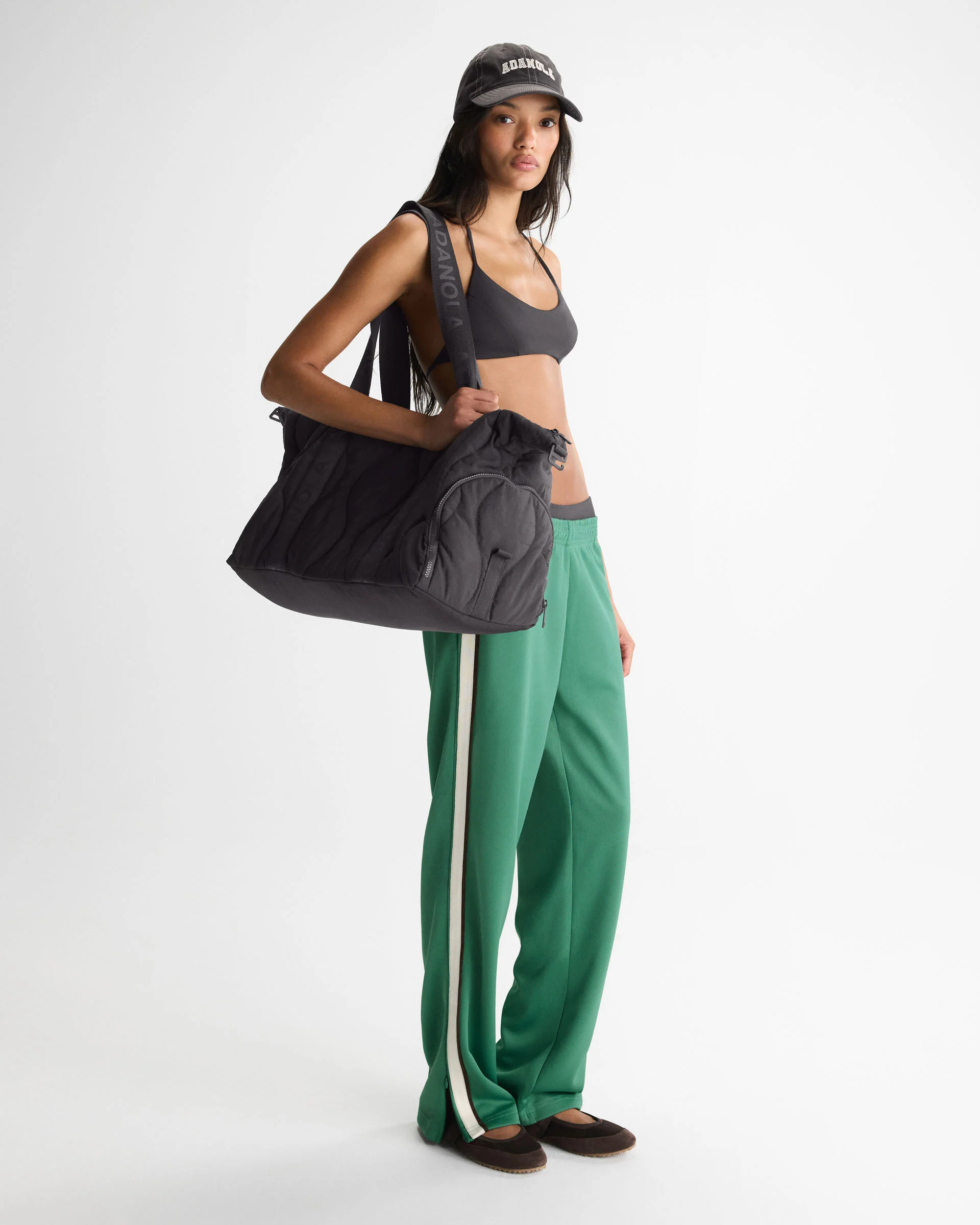 Quilted Nylon Duffle Bag - Coffee Bean - Image 3