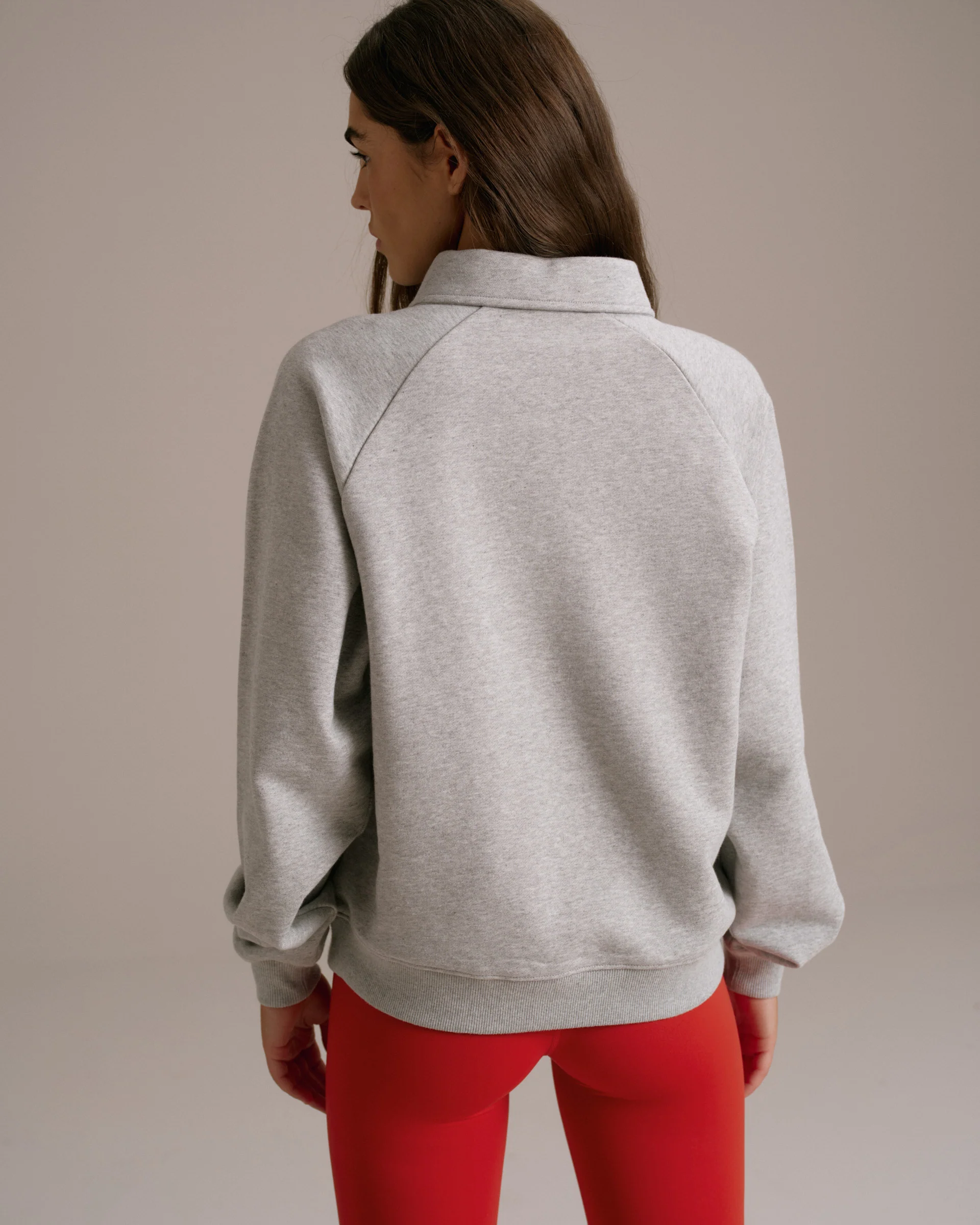 Raglan Polo Sweatshirt - Grey Melange - Image 2
