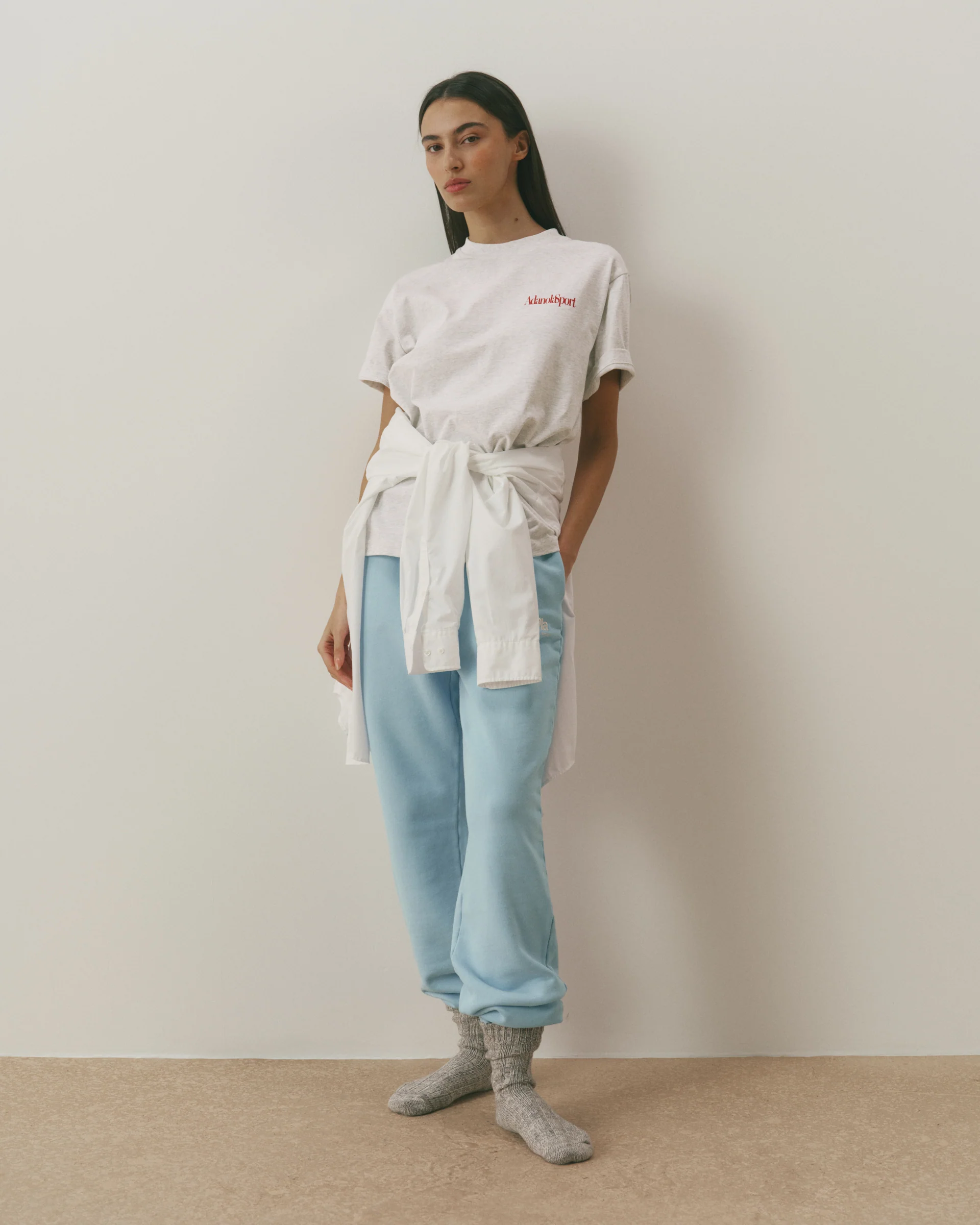 Retro Adanola Sport Oversized T-shirt - Light Grey Melange - Image 3