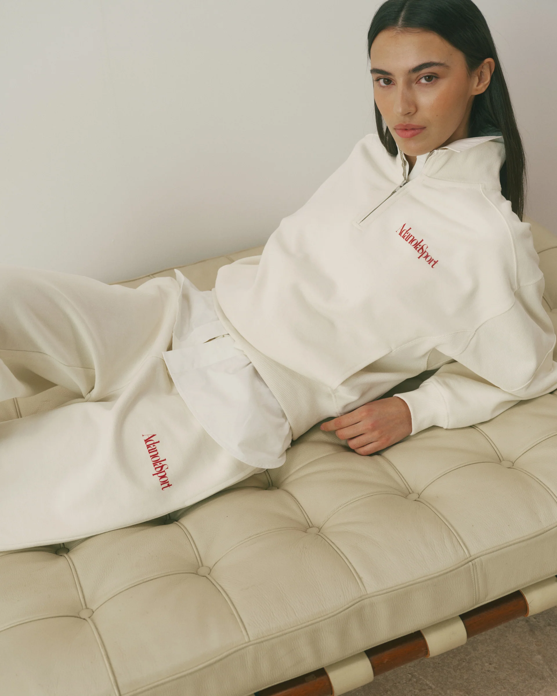 Retro AS Loose Fit Straight Leg Sweatpants - Marshmallow White/Classic Red - Image 3